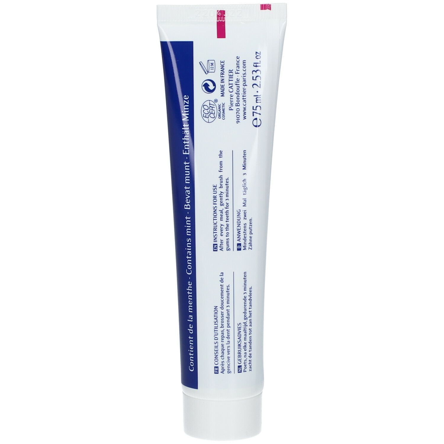 Cattier Eridène Dentifrice blanchissant sans sulfates ni fluor