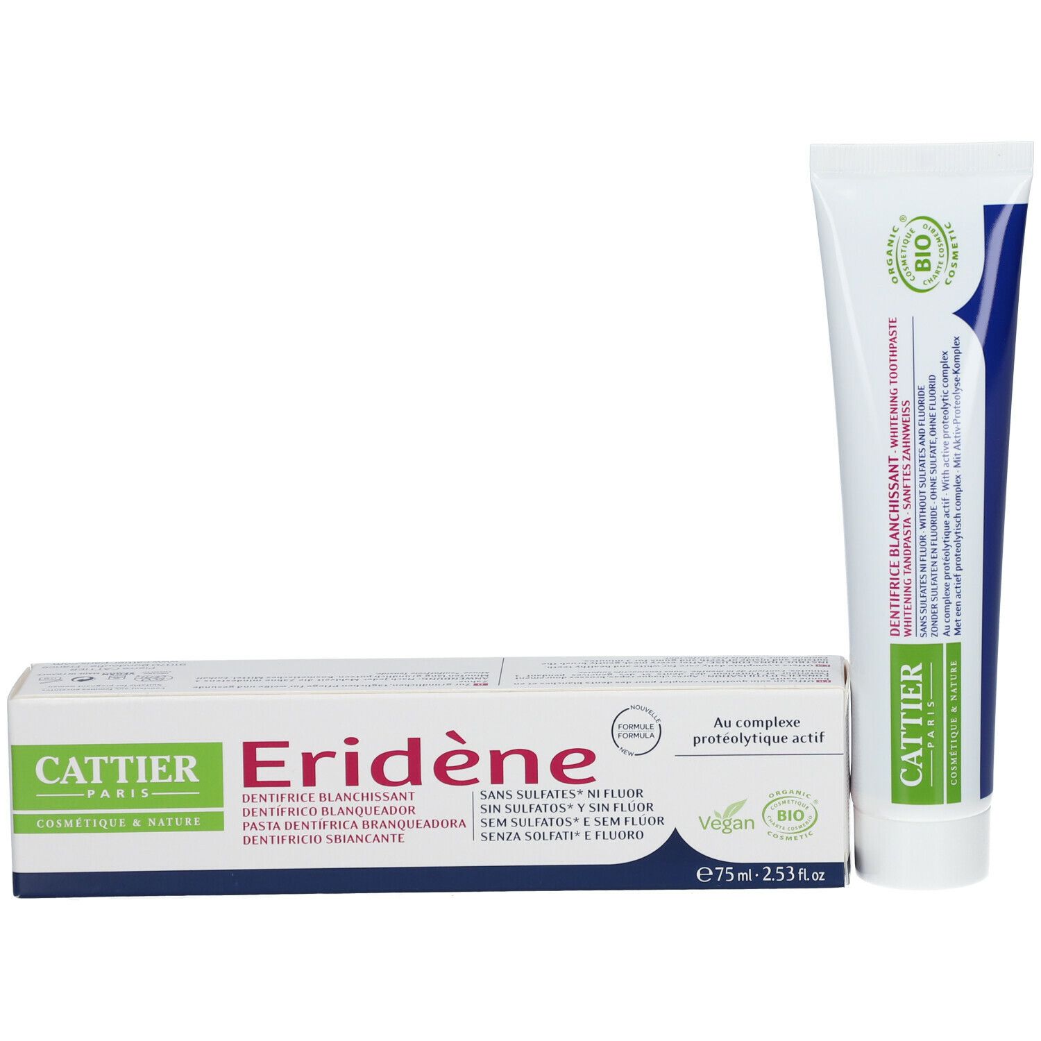 Cattier Eridène Dentifrice blanchissant sans sulfates ni fluor