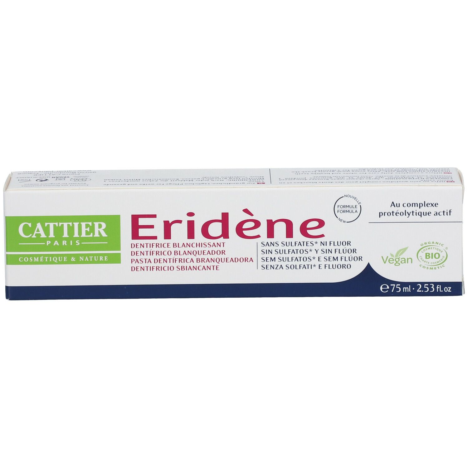 Cattier Eridène Dentifrice blanchissant sans sulfates ni fluor