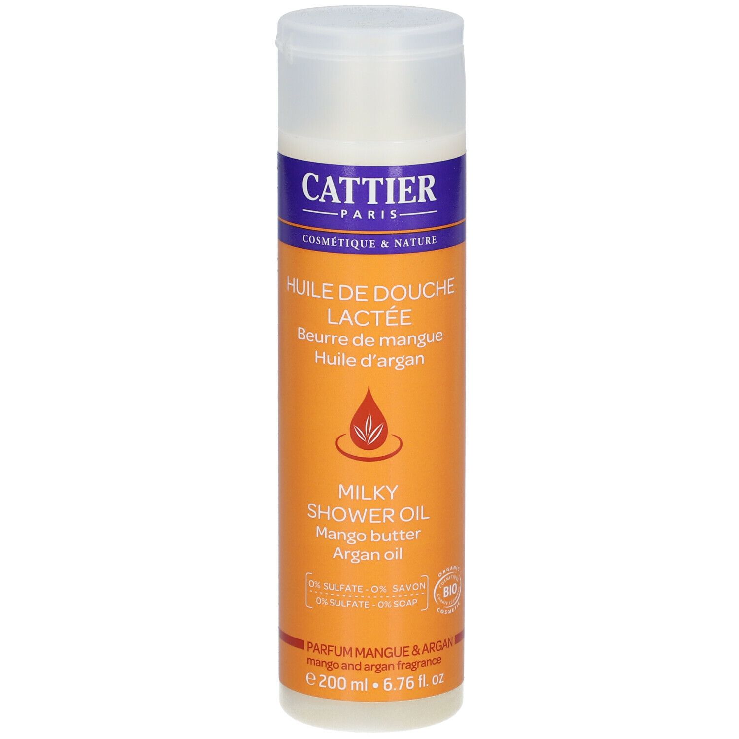 Cattier Huile de douche lactée Bio