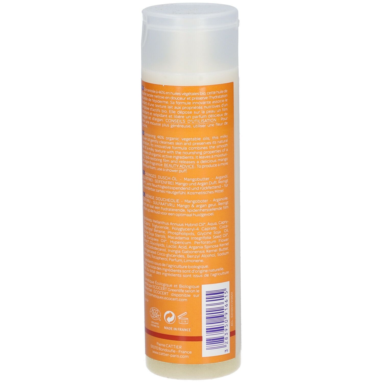 Cattier Huile de douche lactée Bio