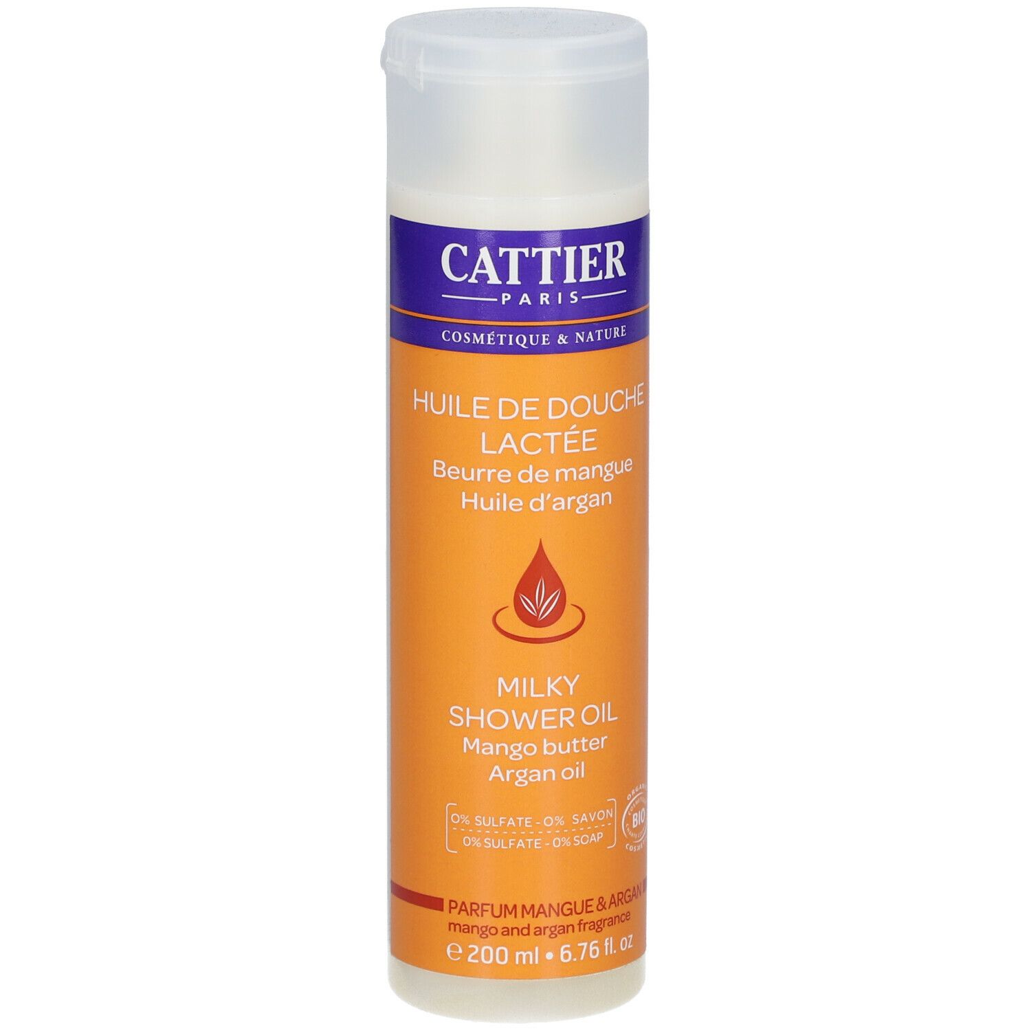 Cattier Huile de douche lactée Bio