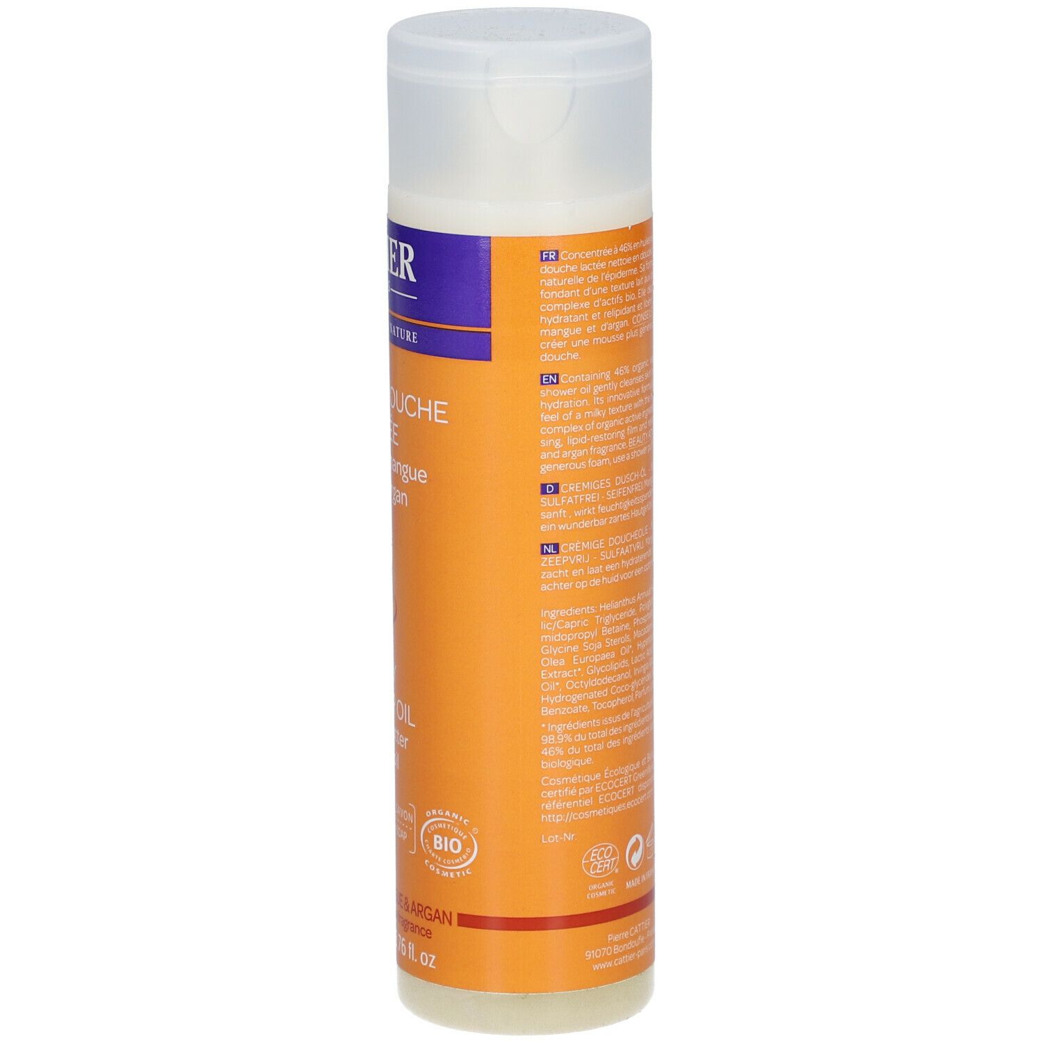 Cattier Huile de douche lactée Bio