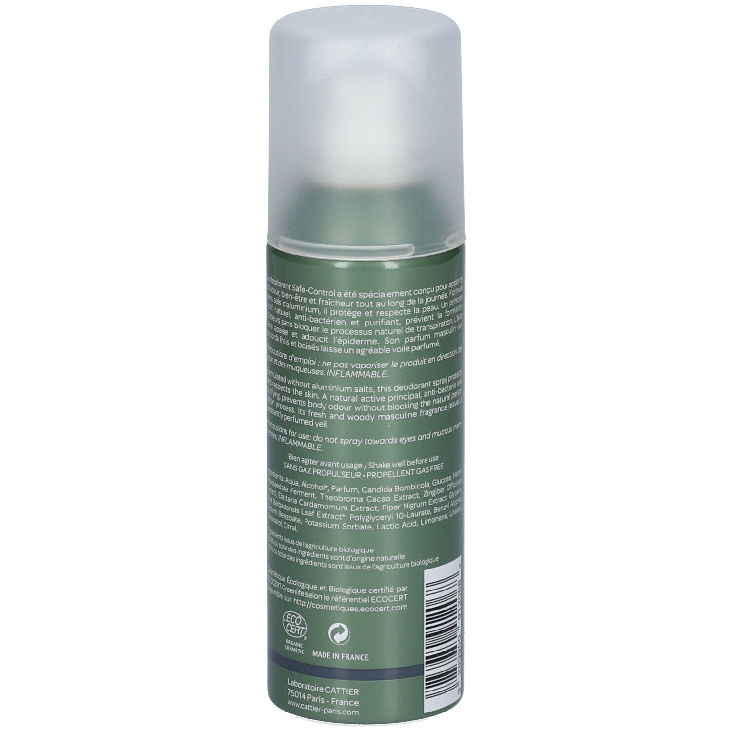 Cattier Homme Déodorant spray safe-control