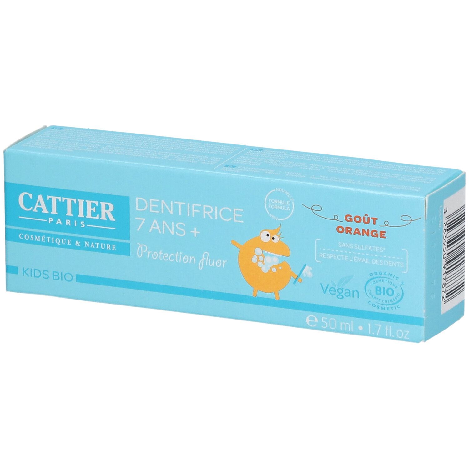 Cattier Dentifrice 7 ans et + goût orange