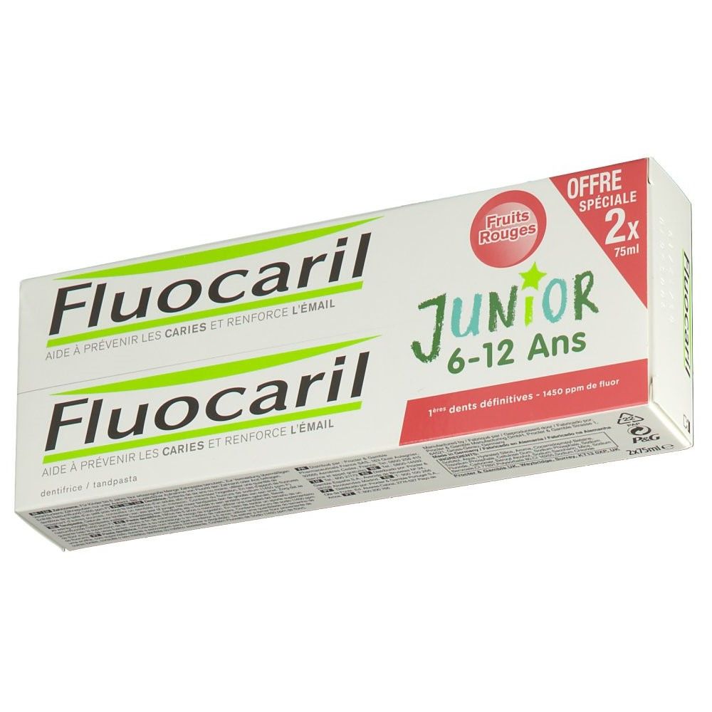 Fluocaril Dentifrice Junior Goût Fruits Rouges 2x75 ml Redcare Pharmacie