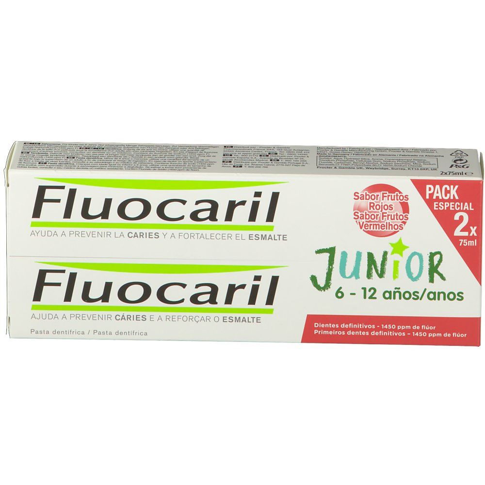 Fluocaril Dentifrice Junior Goût Fruits Rouges 2x75 ml Redcare Pharmacie