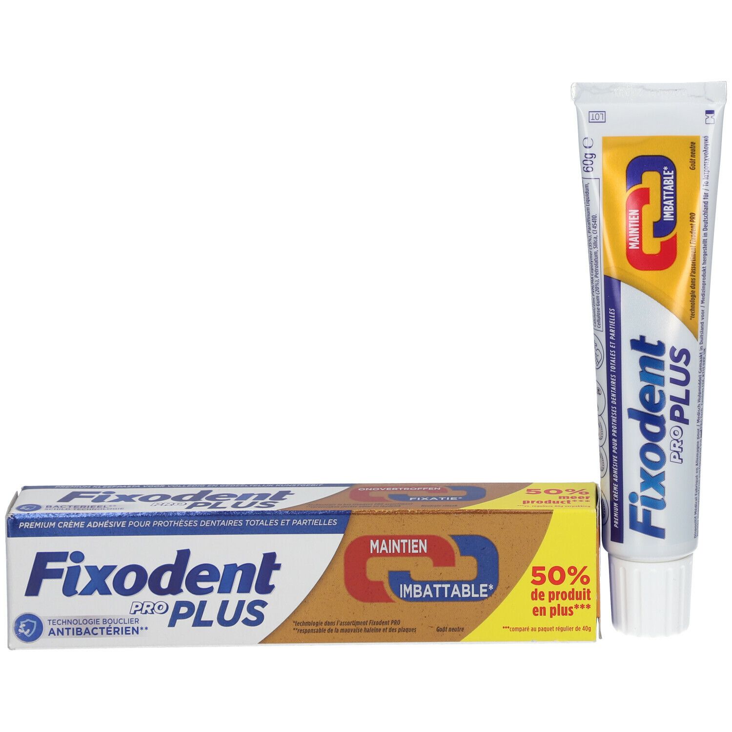 Fixodent Pro Plus Neutral Duo Action Crème Adhésive Pour Prothèses Dentaires