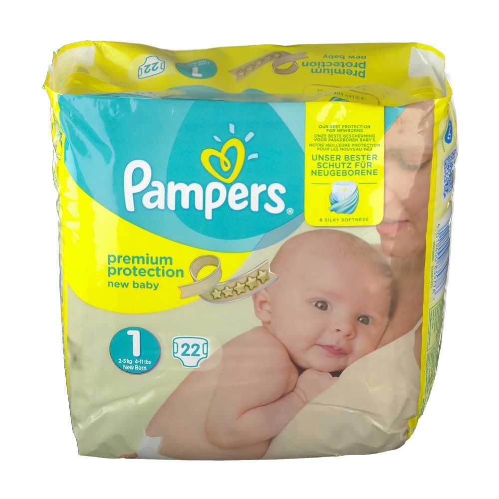 Pampers Premium Protection Taille 1, 2-5 kg, Couches 22 pc(s