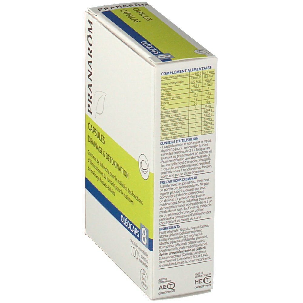 Pranarom Oléocaps 8 Drainage & Détoxination