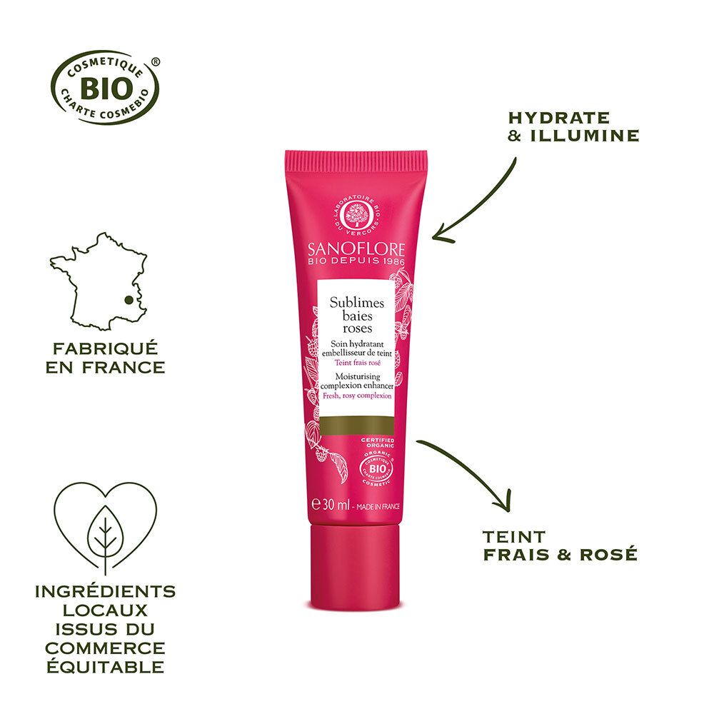 SANOFLORE Sublimes Baies Roses Soin hydratant teinté certifié bio 30 ml