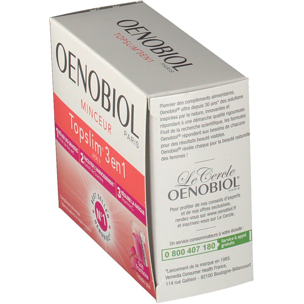 Oenobiol Minceur Topslim® 3 En 1 Framboise 14 Pcs Redcare Pharmacie