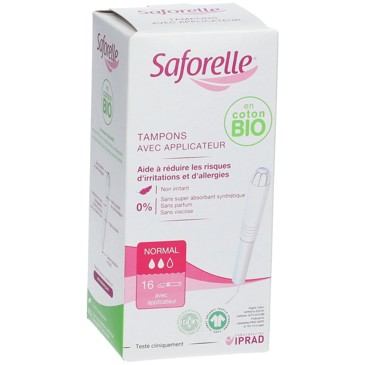 Saforelle® Tampon avec applicateur Coton BIO