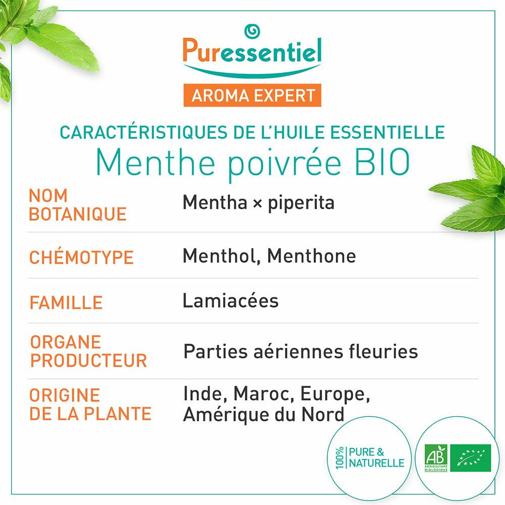 Puressentiel Huile Essentielle Menthe Poivrée BIO 10 ml - Redcare Pharmacie