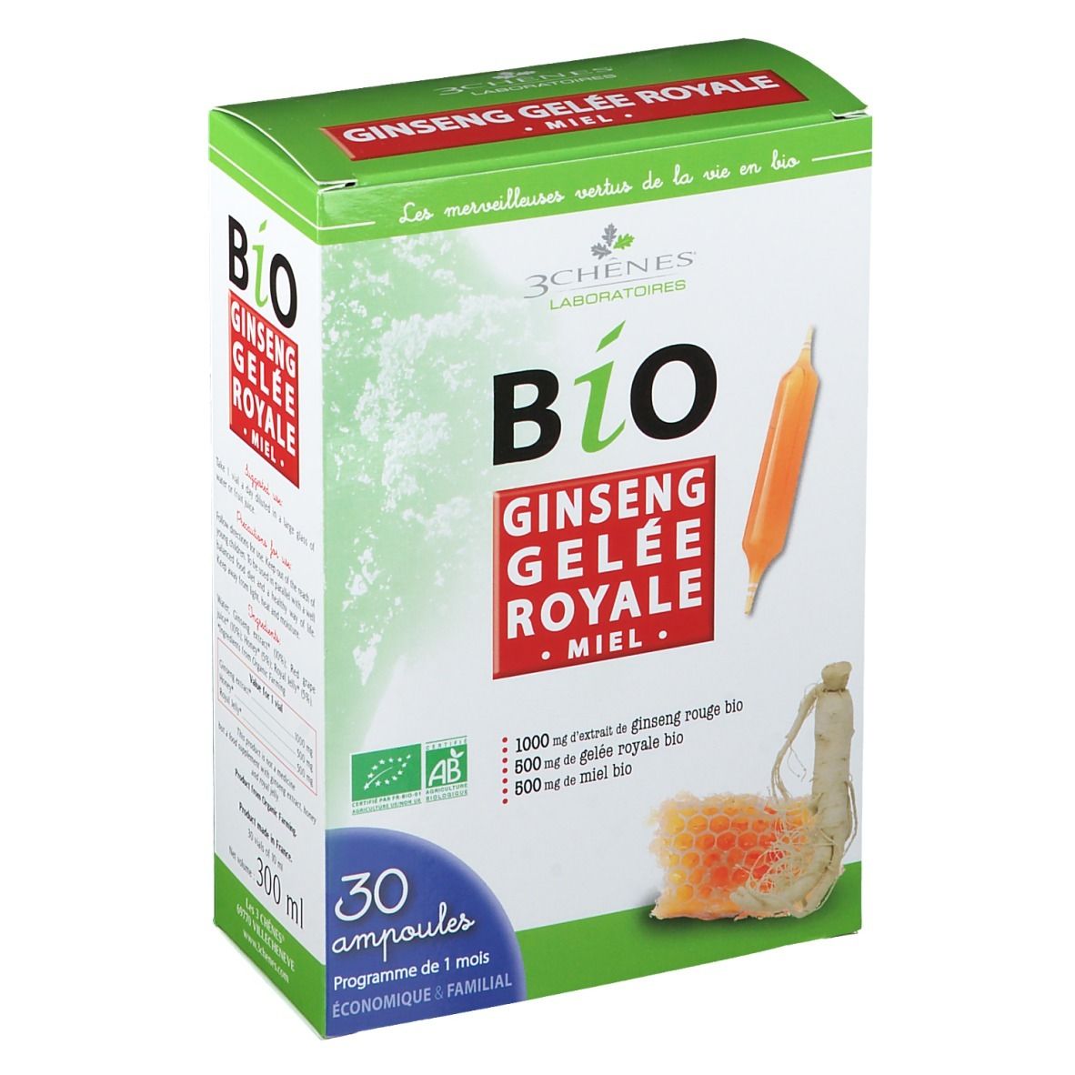 3 Chênes Bio Ginseng Gelée Royale Miel