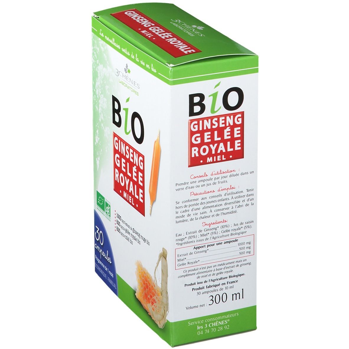 3 Chênes Bio Ginseng Gelée Royale Miel
