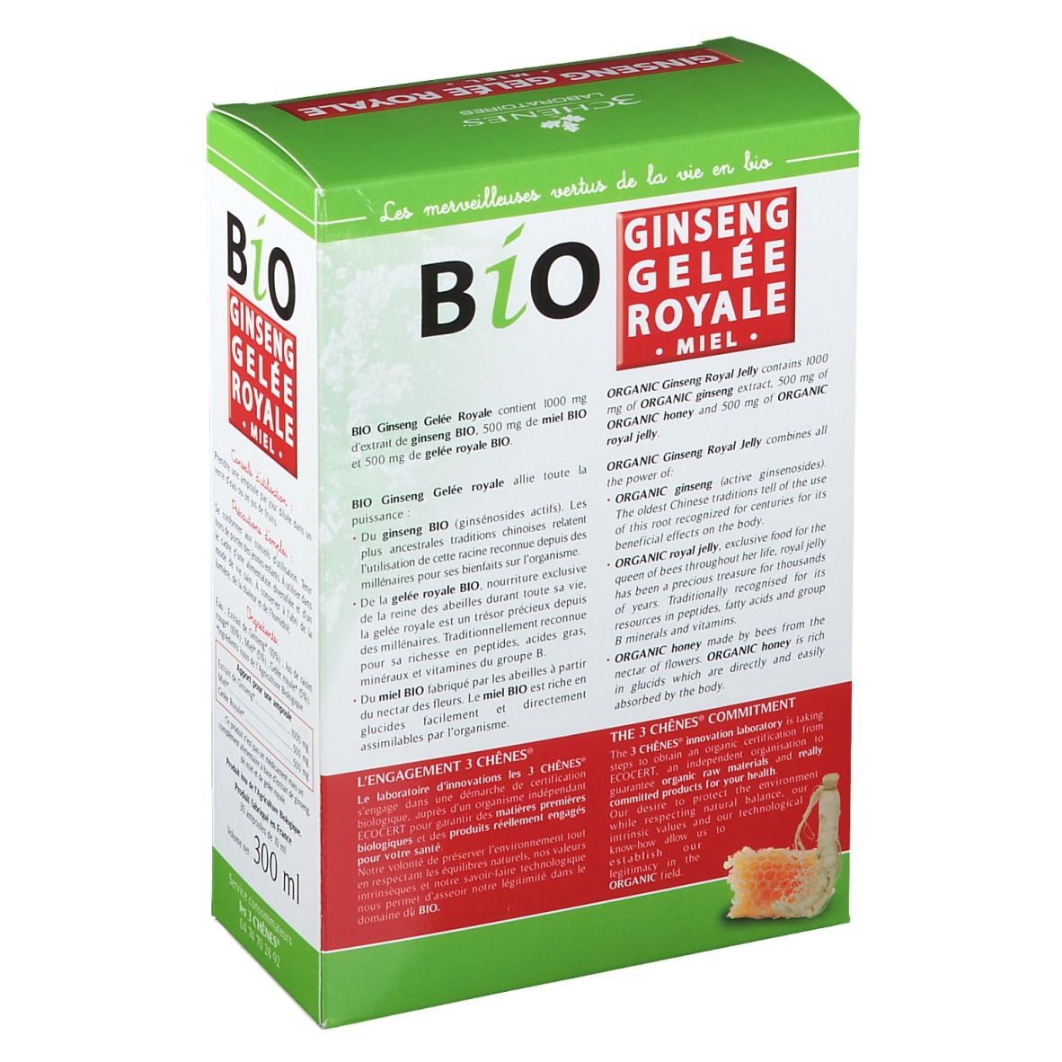 3 Chênes Bio Ginseng Gelée Royale Miel