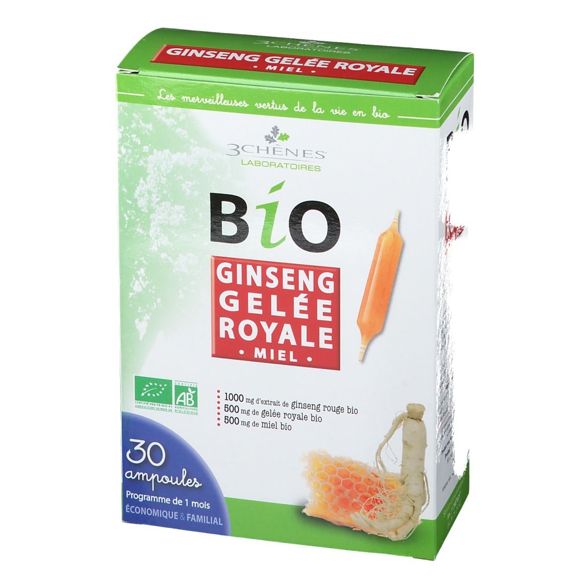3 Chênes Bio Ginseng Gelée Royale Miel