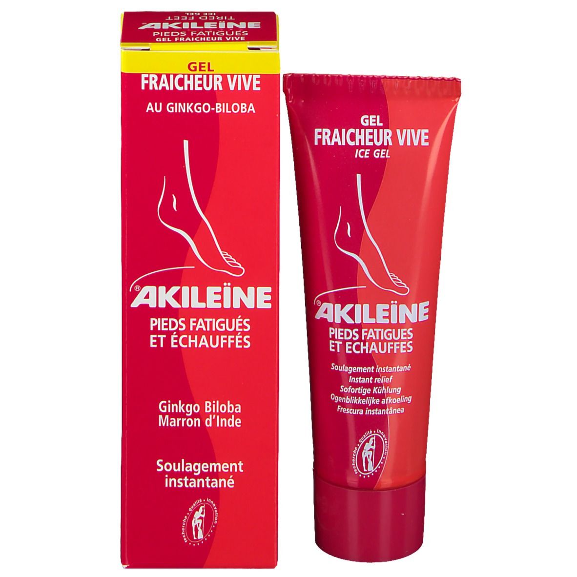 Akileïne Soins rouges Gel fraîcheur vive Pieds fatigués et échauffés