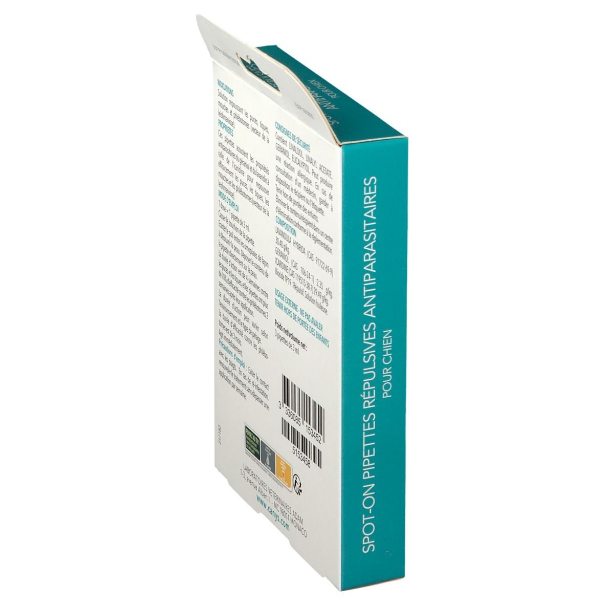 Pipettes répulsives CANYS pour chien: Anti-parasitaires, 3 pipettes de 3ml.