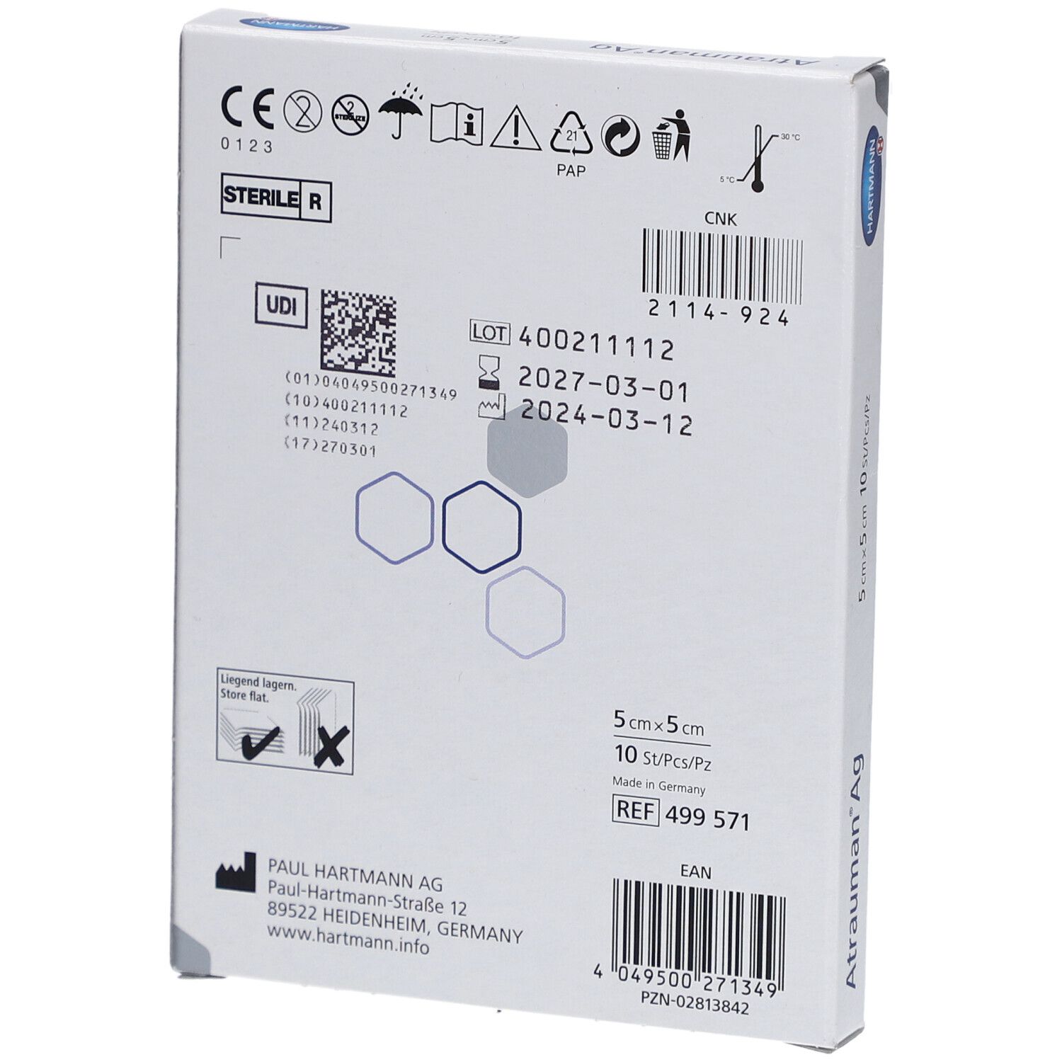 Atrauman Ag stérile 5cmx5cm