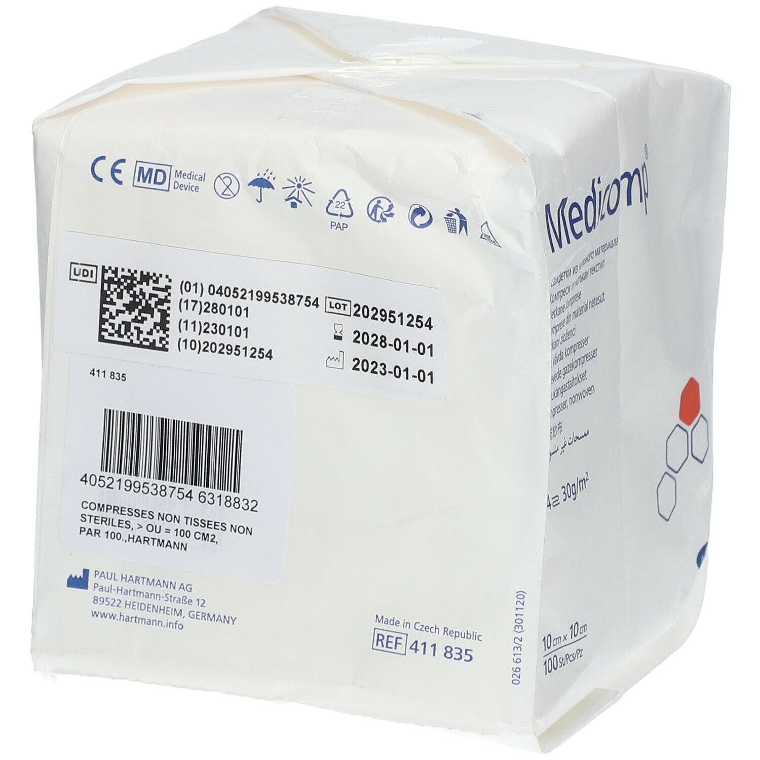 Hartmann Medicomp® Compresse en non tissé, non stérile 10 cm x 10 cm