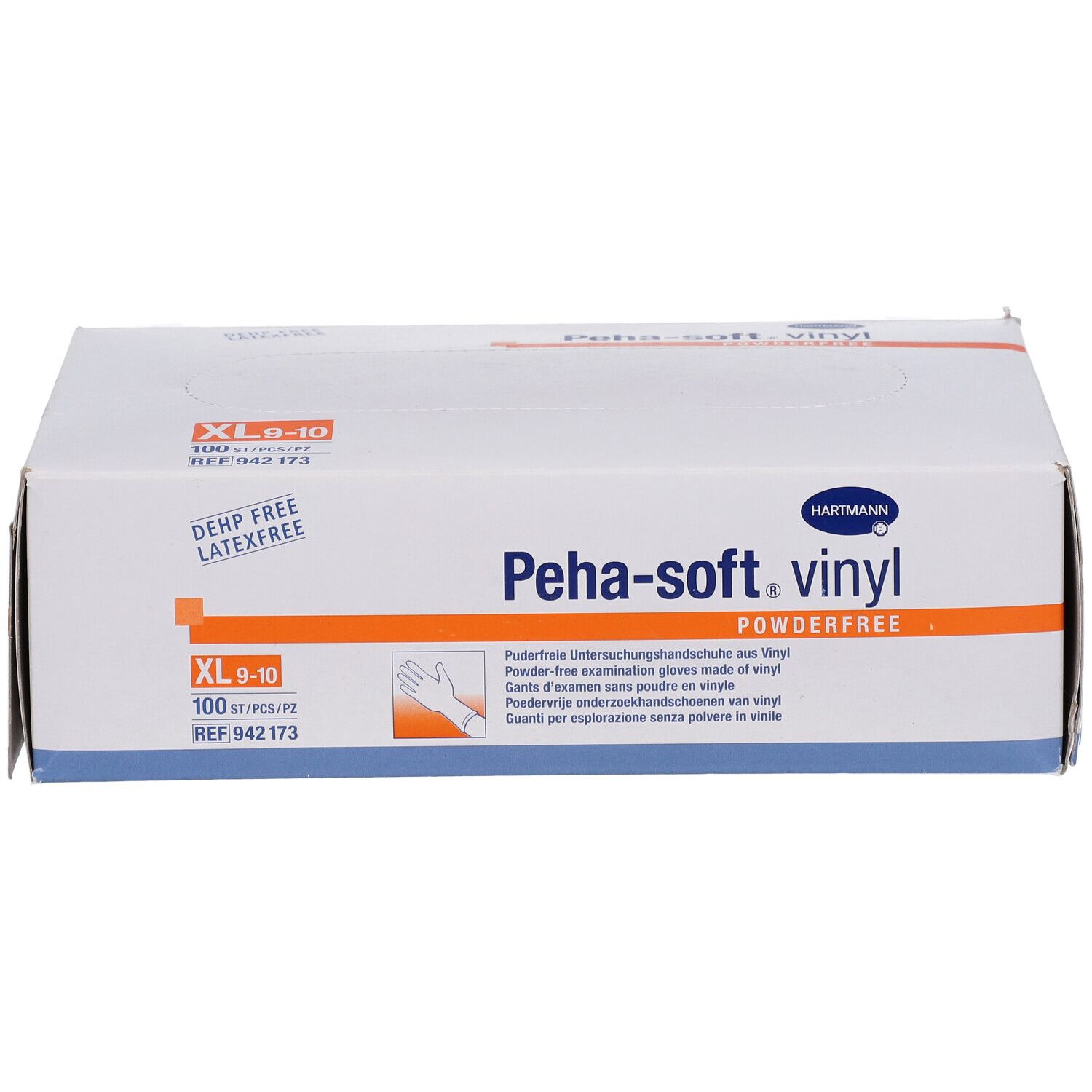 Boîte Hartmann Peha-soft® vinyle non poudré XL. Gants en vinyle, sans poudre. Taille XL 9-10. 100 pièces.