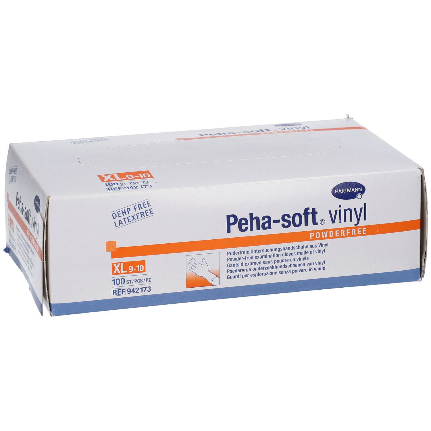 Boîte Hartmann Peha-soft® vinyle non poudré XL. Gants en vinyle, sans poudre. Taille XL 9-10. 100 pièces.