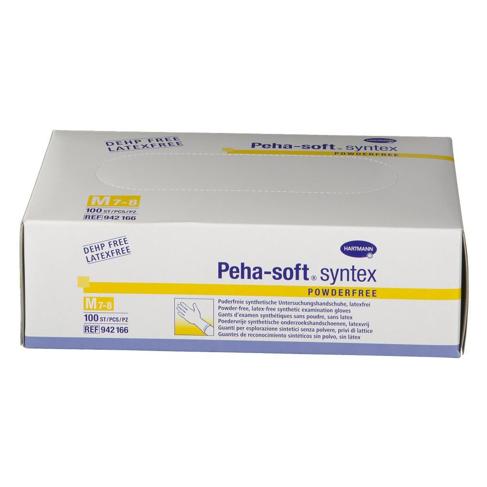 Boîte de gants Peha-soft syntex, sans poudre, taille M. Inscriptions multilingues. 100 pièces.