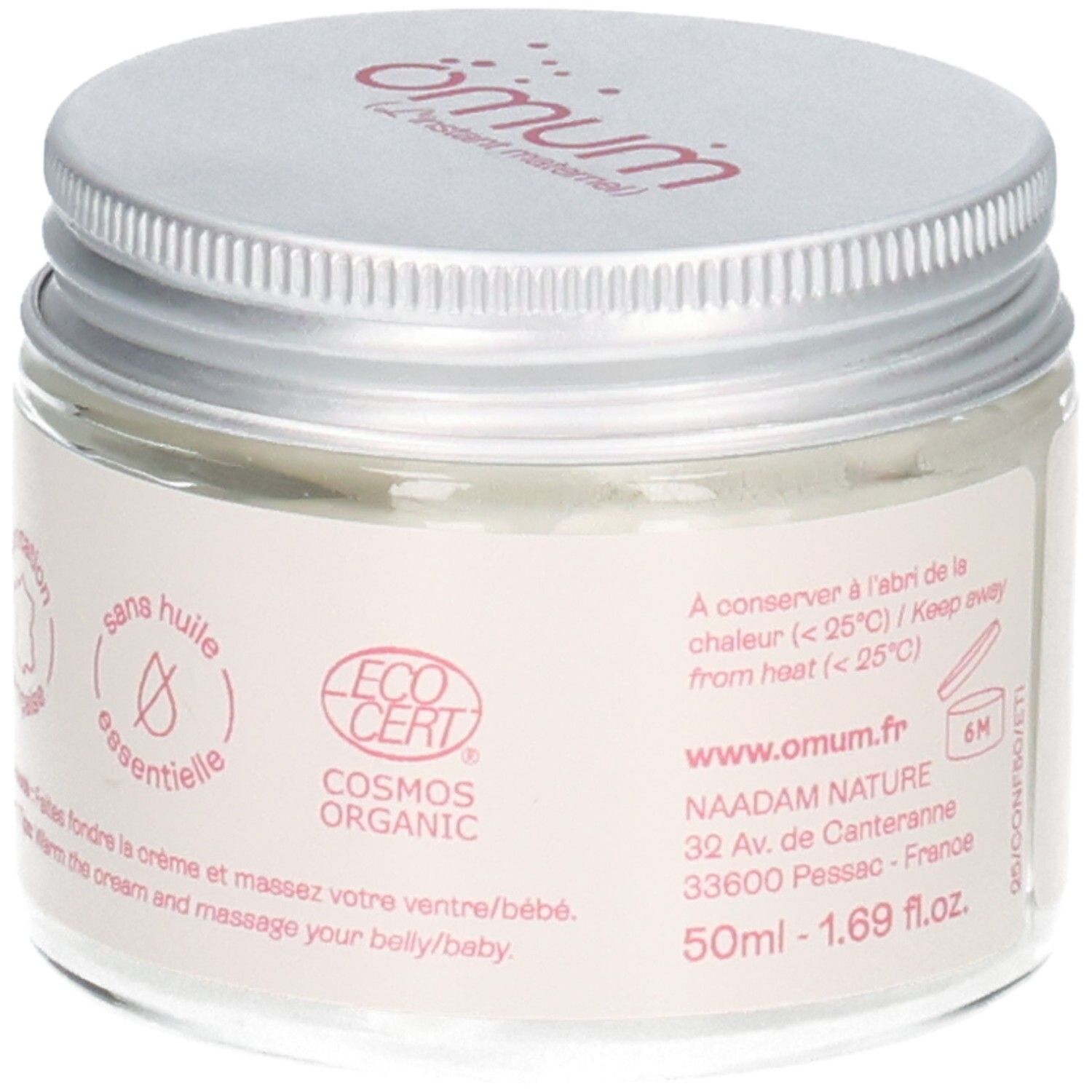 OMUM La Confidente : sceau ECO CERT COSMOS ORGANIC, instructions d'utilisation.