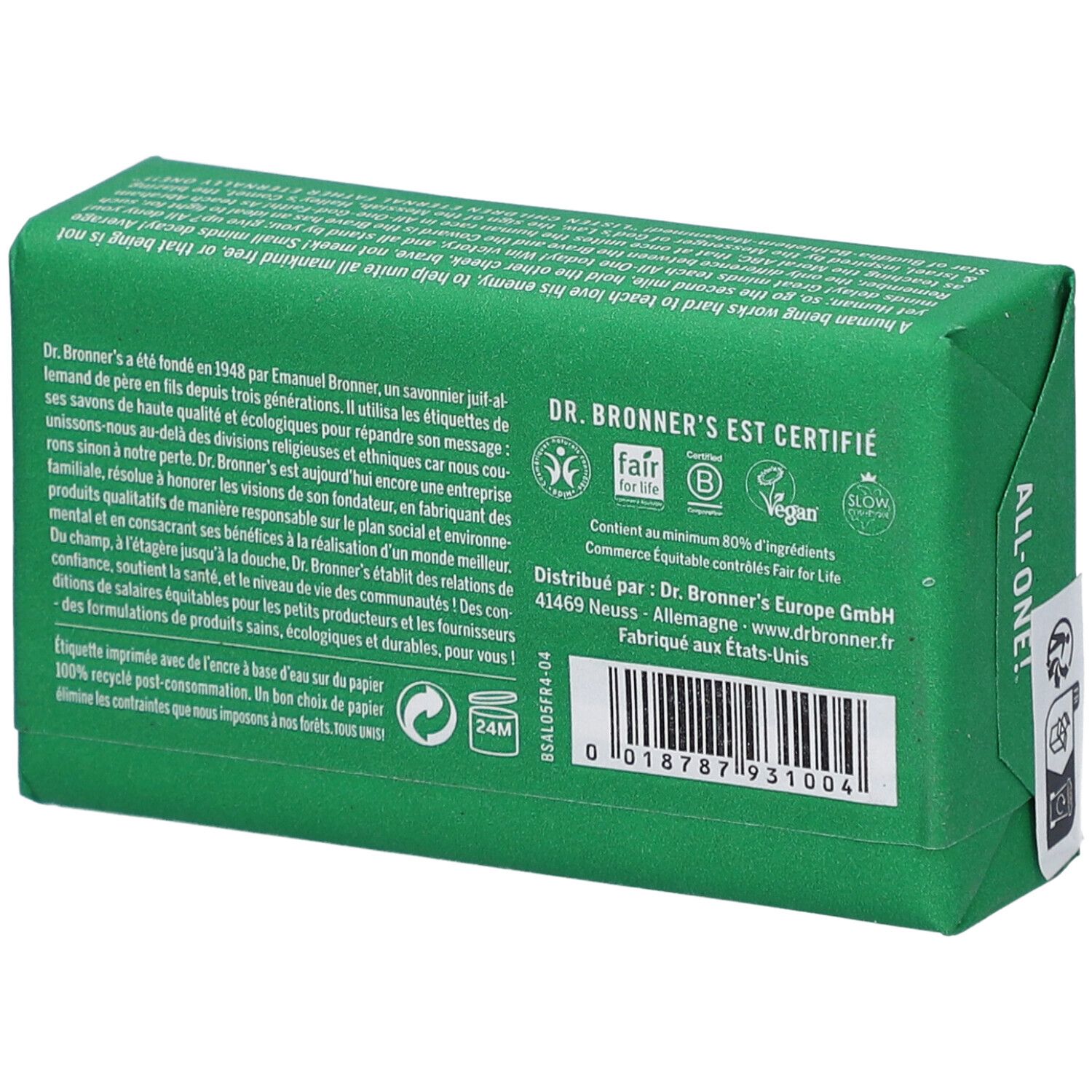 Dr Bronner's Savon végétal pur parfum amande