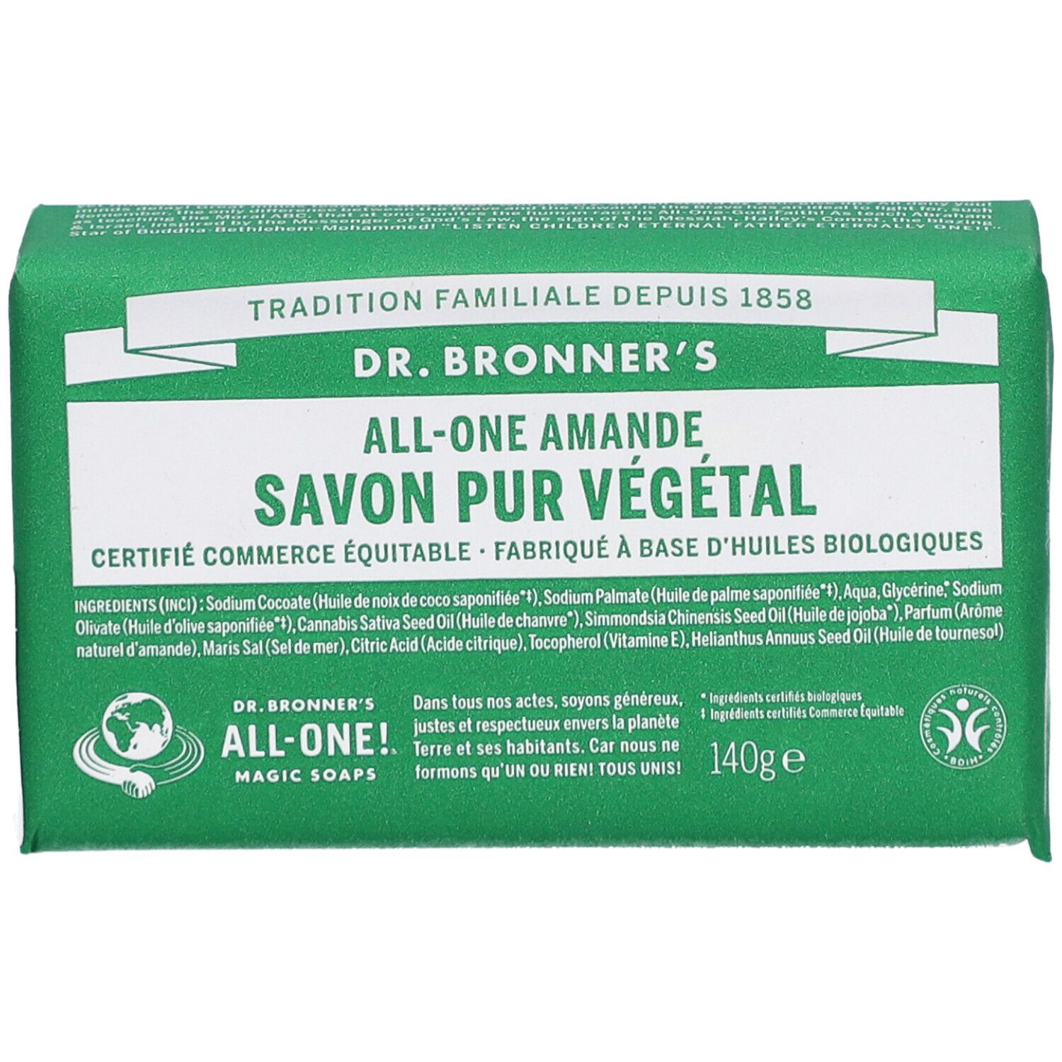 Dr Bronner's Savon végétal pur parfum amande