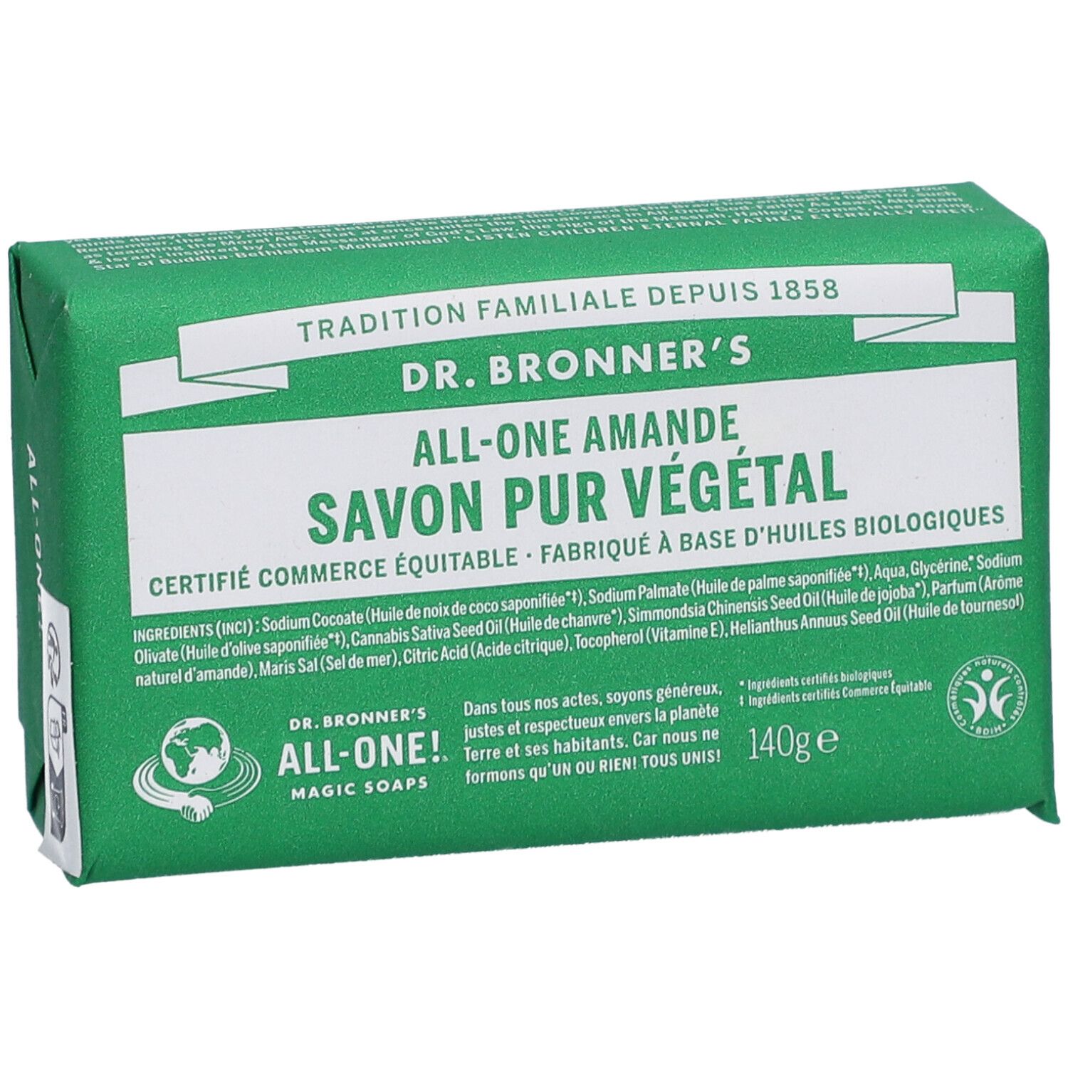 Dr Bronner's Savon végétal pur parfum amande