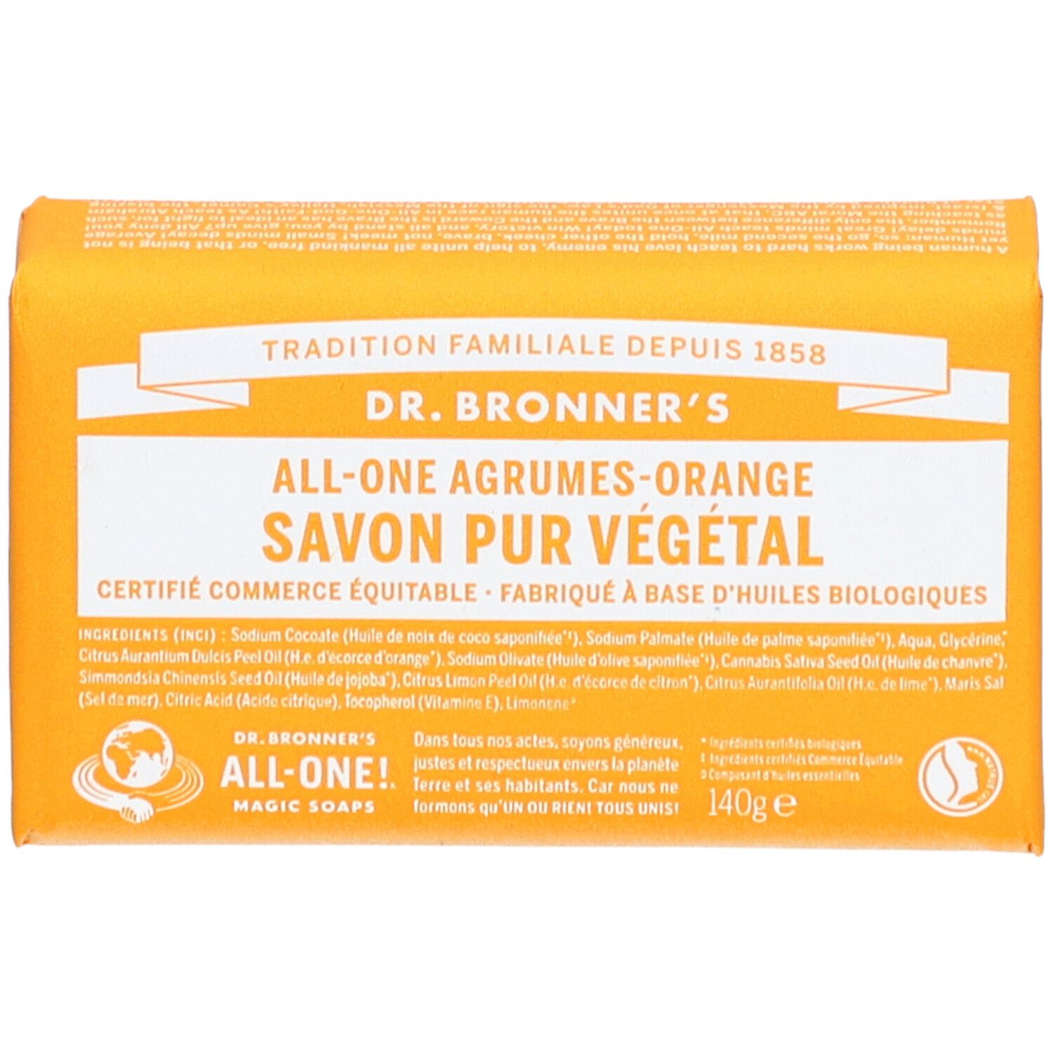 DR.BRONNER'S Savon Pur Végétal Agrumes Orange