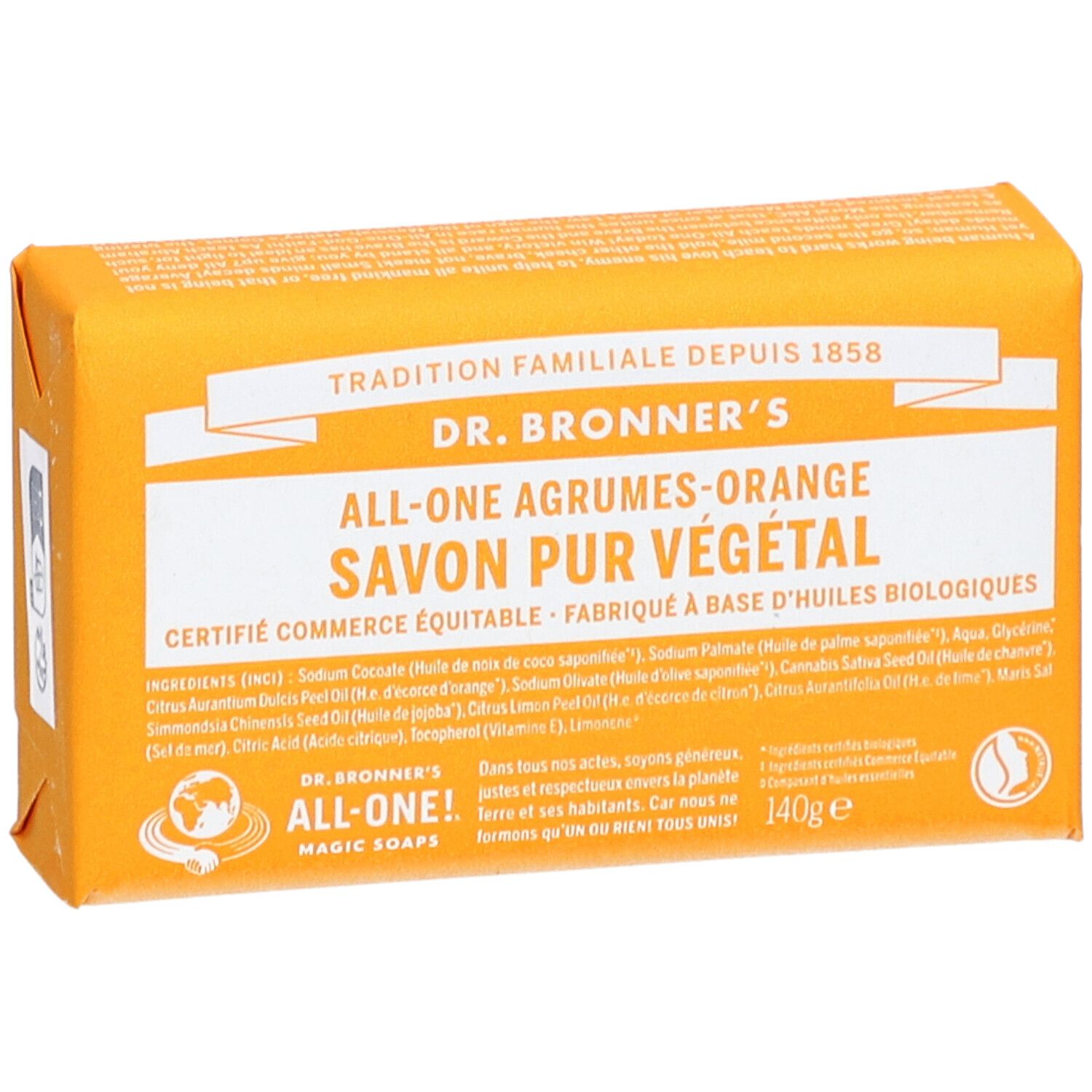 DR.BRONNER'S Savon Pur Végétal Agrumes Orange