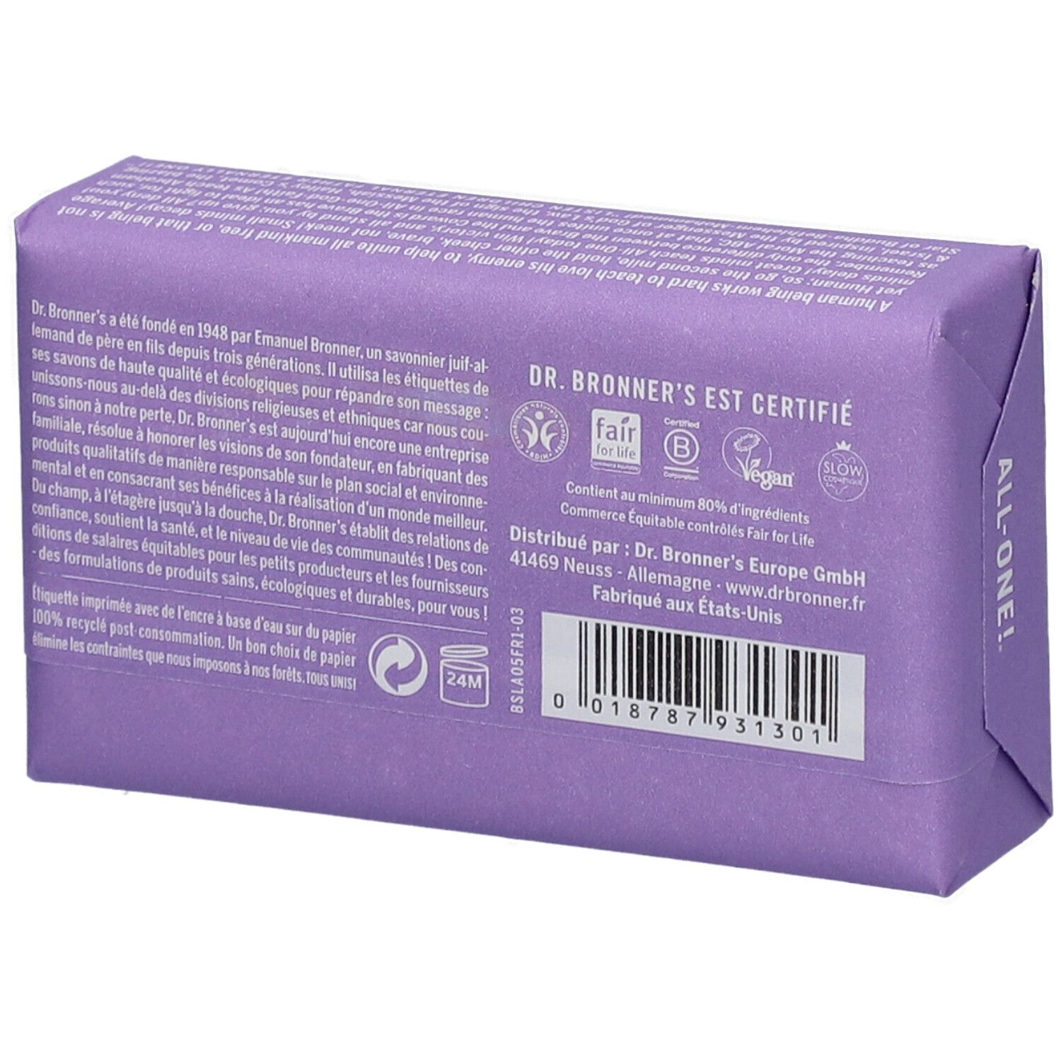 Dr Bronner's Savon Pur Végétal All-One Lavande
