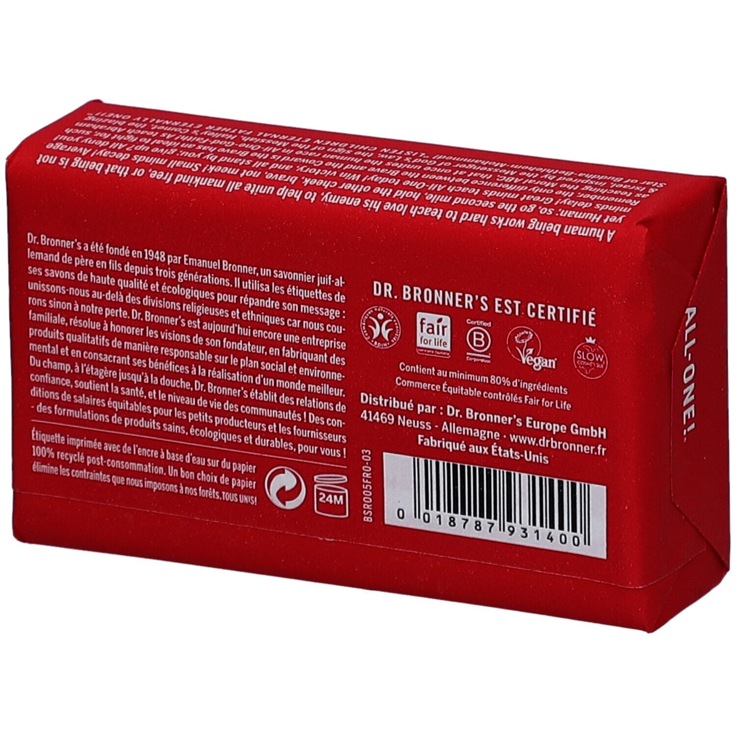 DR BRONNER'S pain de savon rose