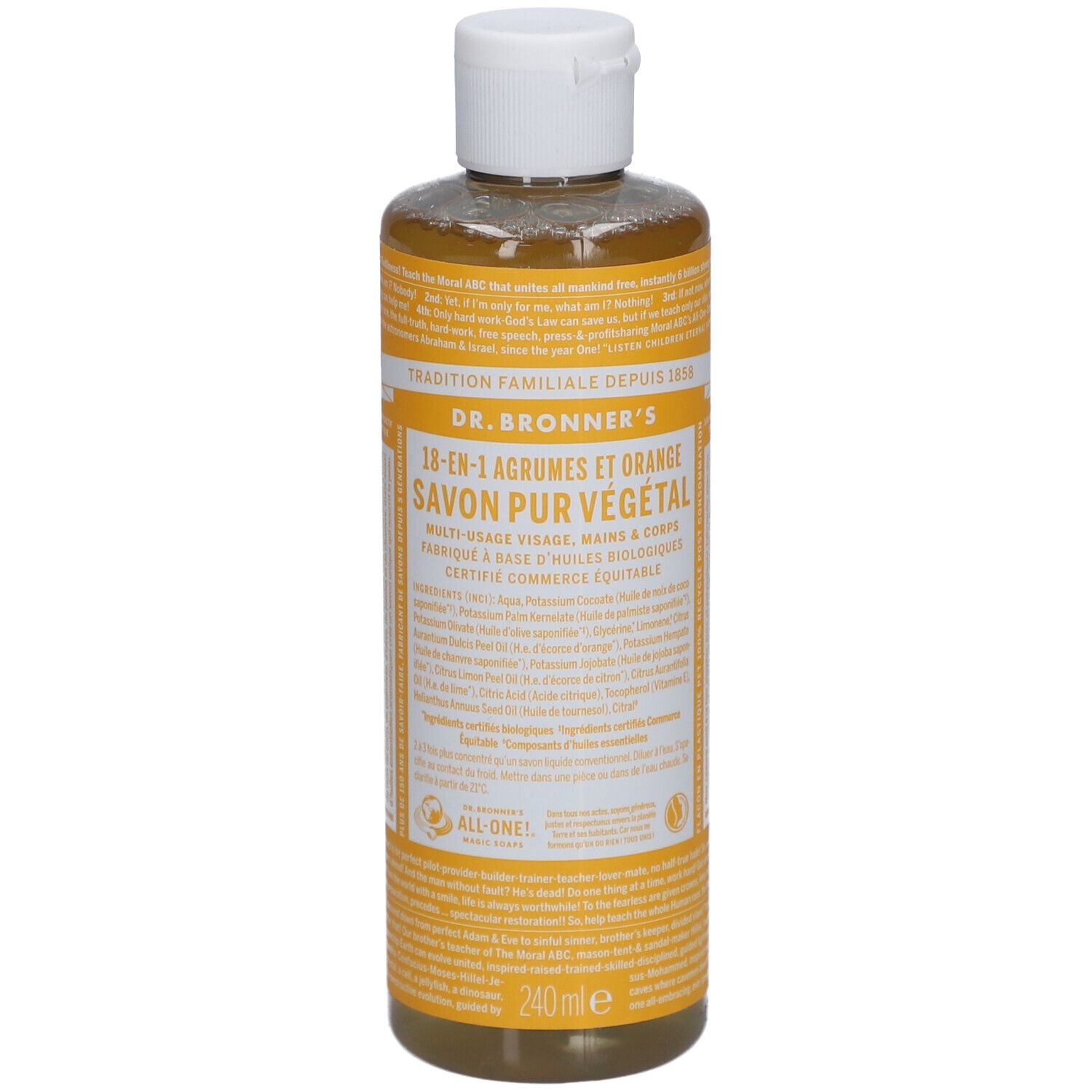 DR BRONNER'S savon liquide agrume orange
