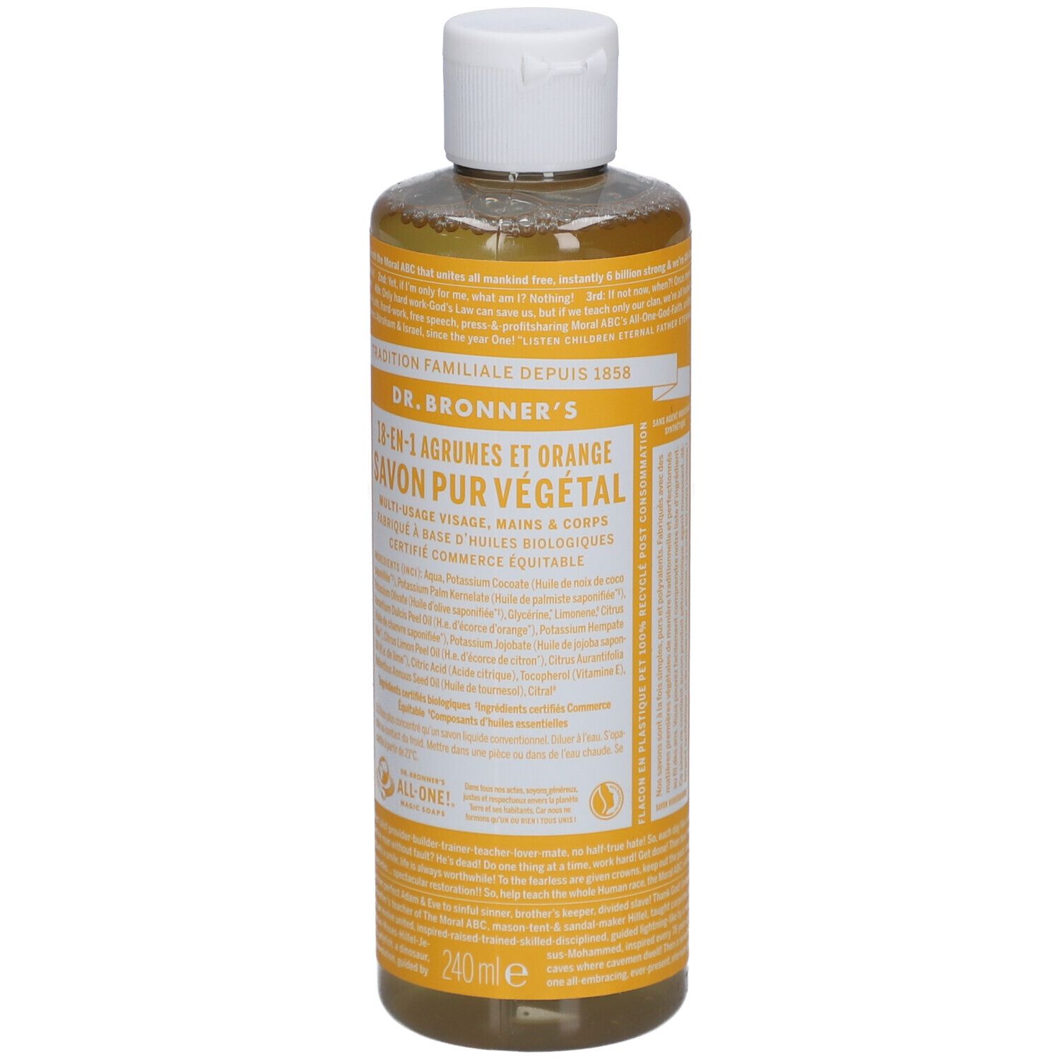 DR BRONNER'S savon liquide agrume orange