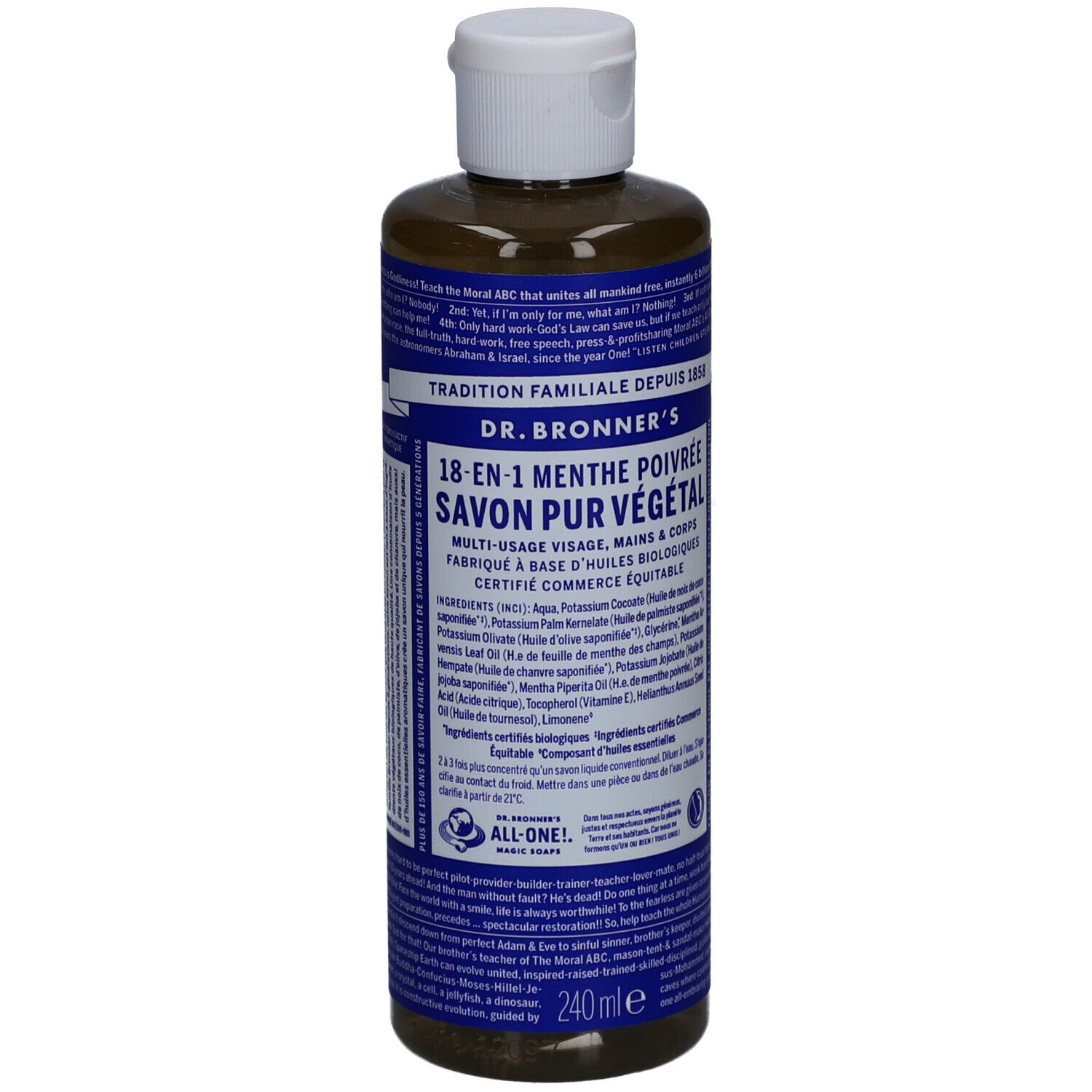DR BRONNER'S savon liquide menthe poivrée