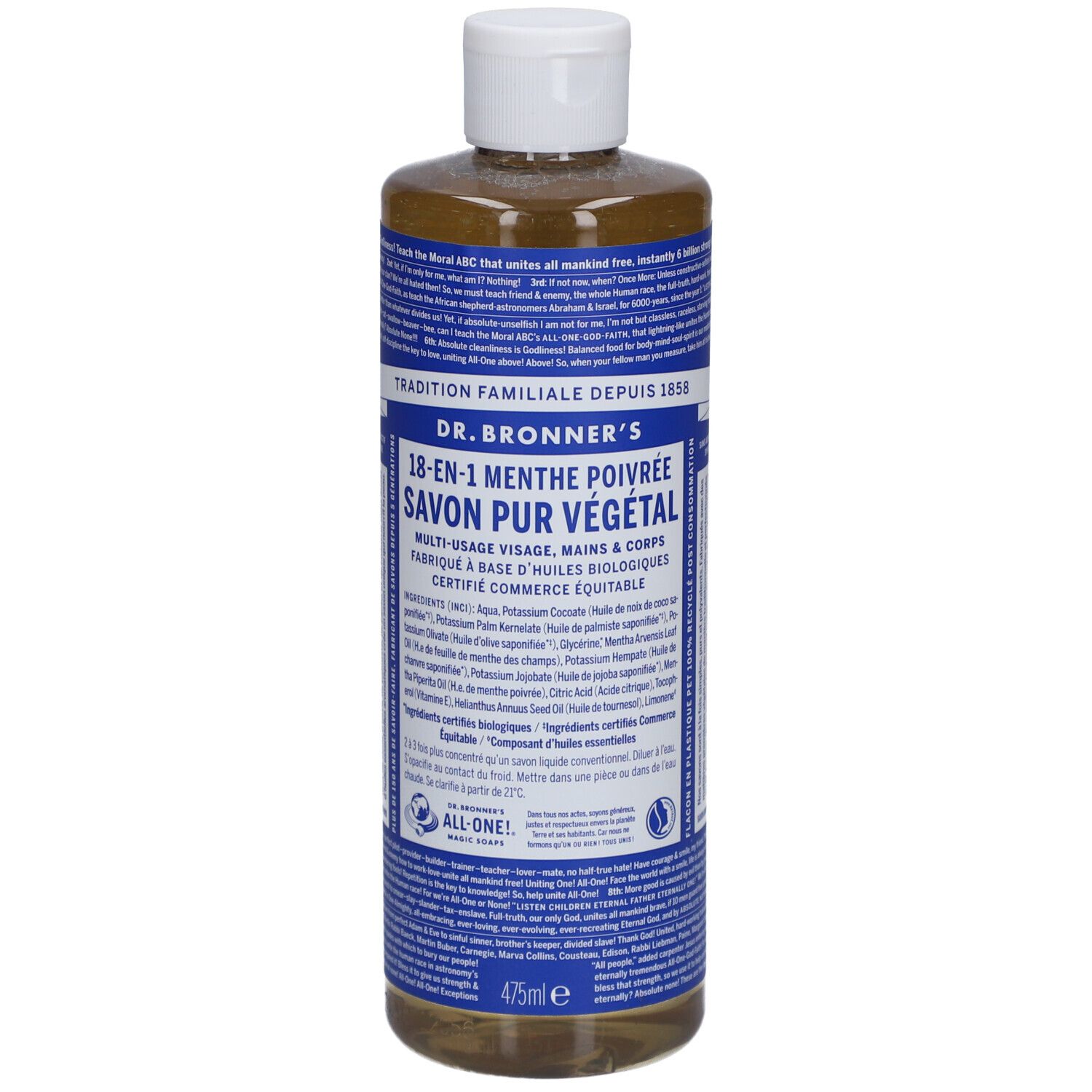 DR BRONNER'S savon liquide menthe poivrée