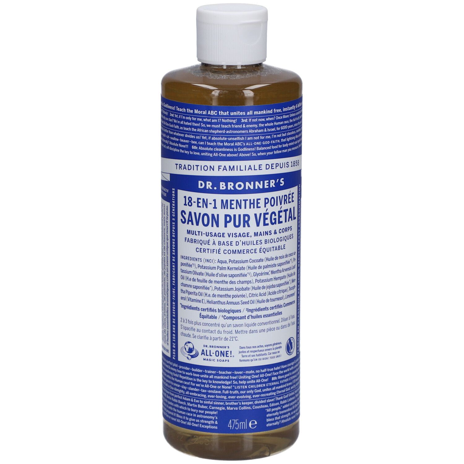 DR BRONNER'S savon liquide menthe poivrée