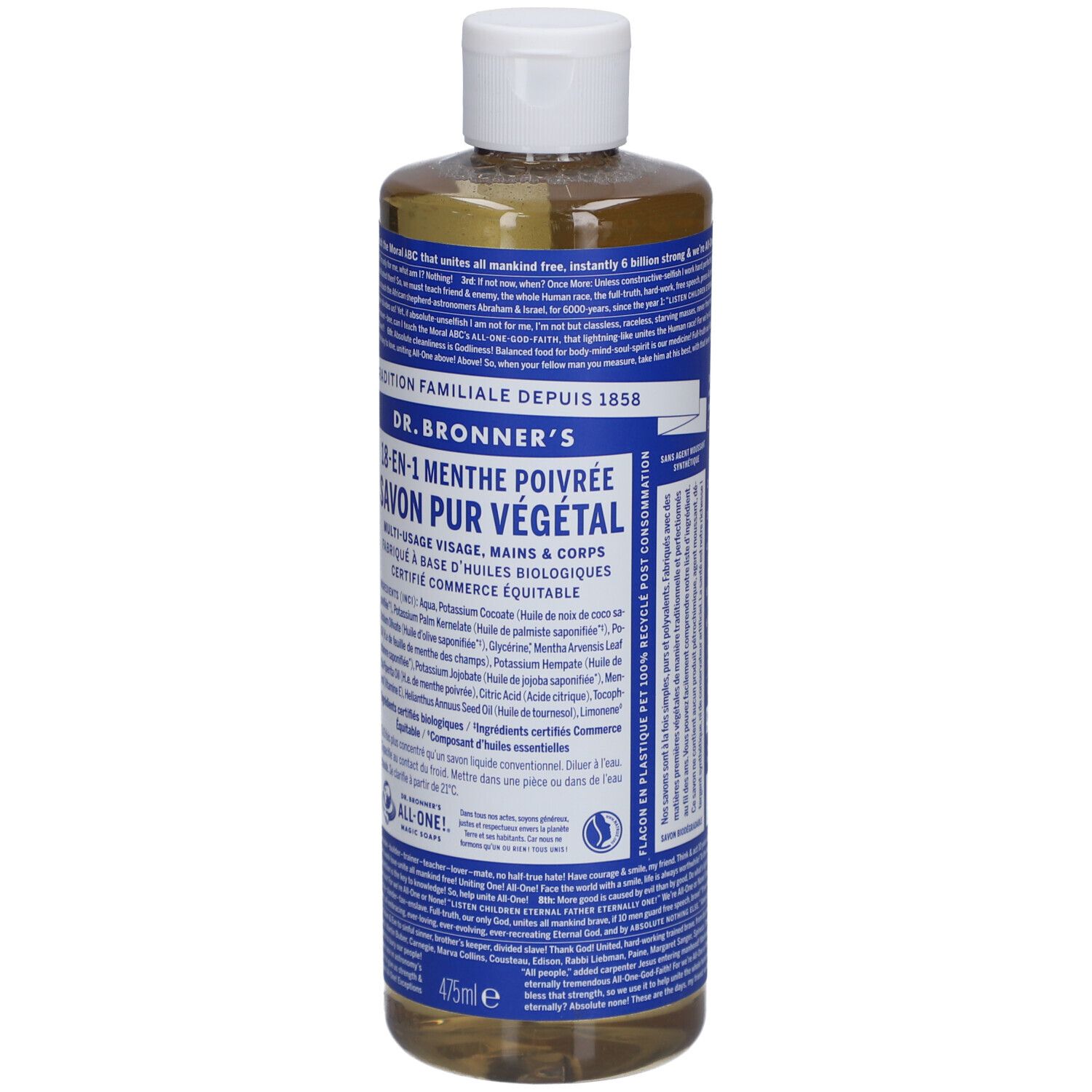 DR BRONNER'S savon liquide menthe poivrée