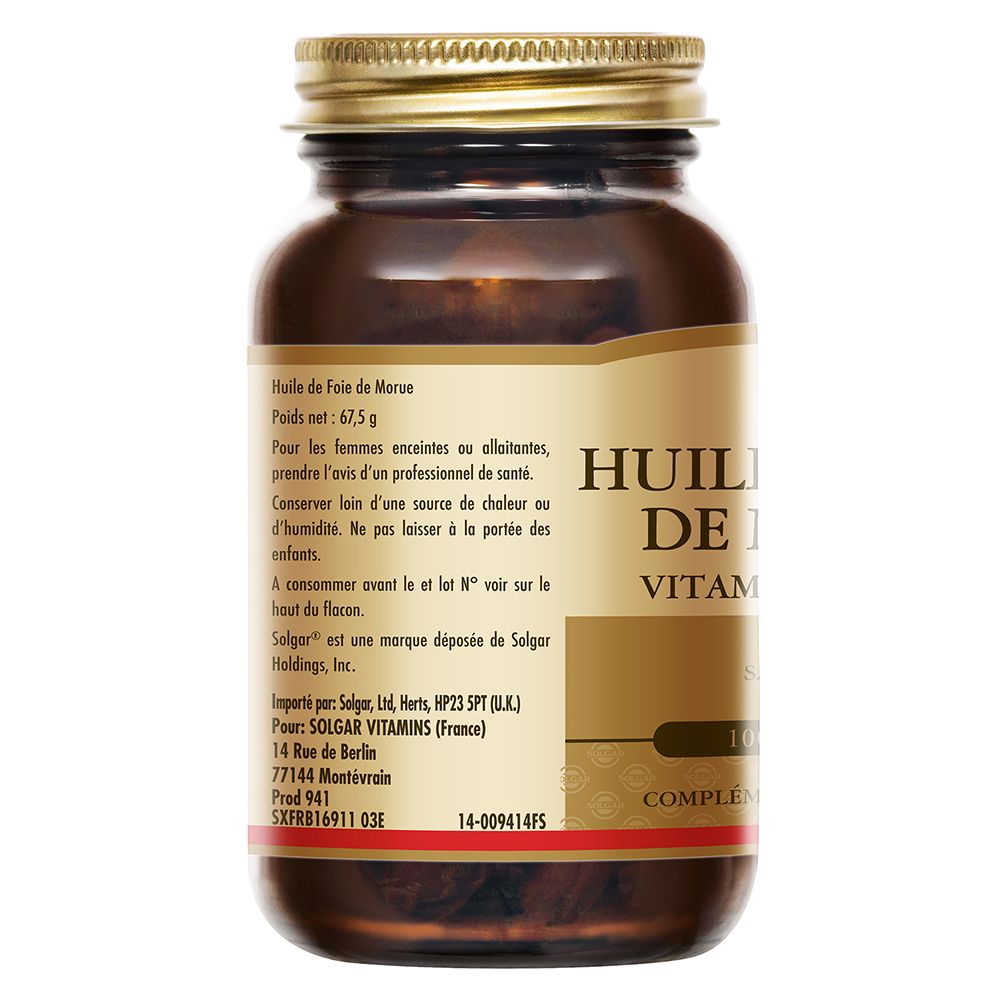 SOLGAR Huile de Foie de Morue - Vitamines A et D - Vitalité