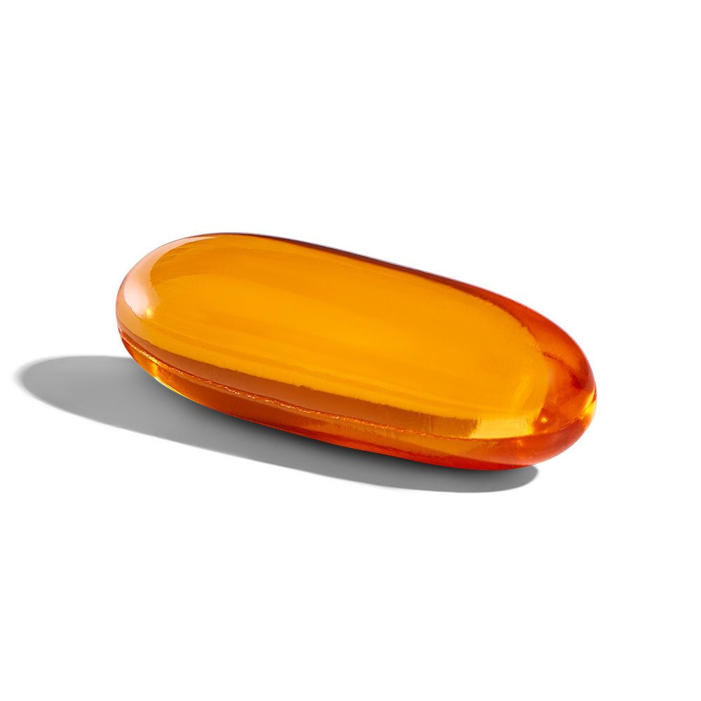 Gélule unique, ovale et jaune. Translucide.