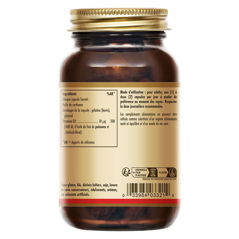 Dos du flacon. Étiquette avec ingrédients, mode d'emploi et informations nutritionnelles.