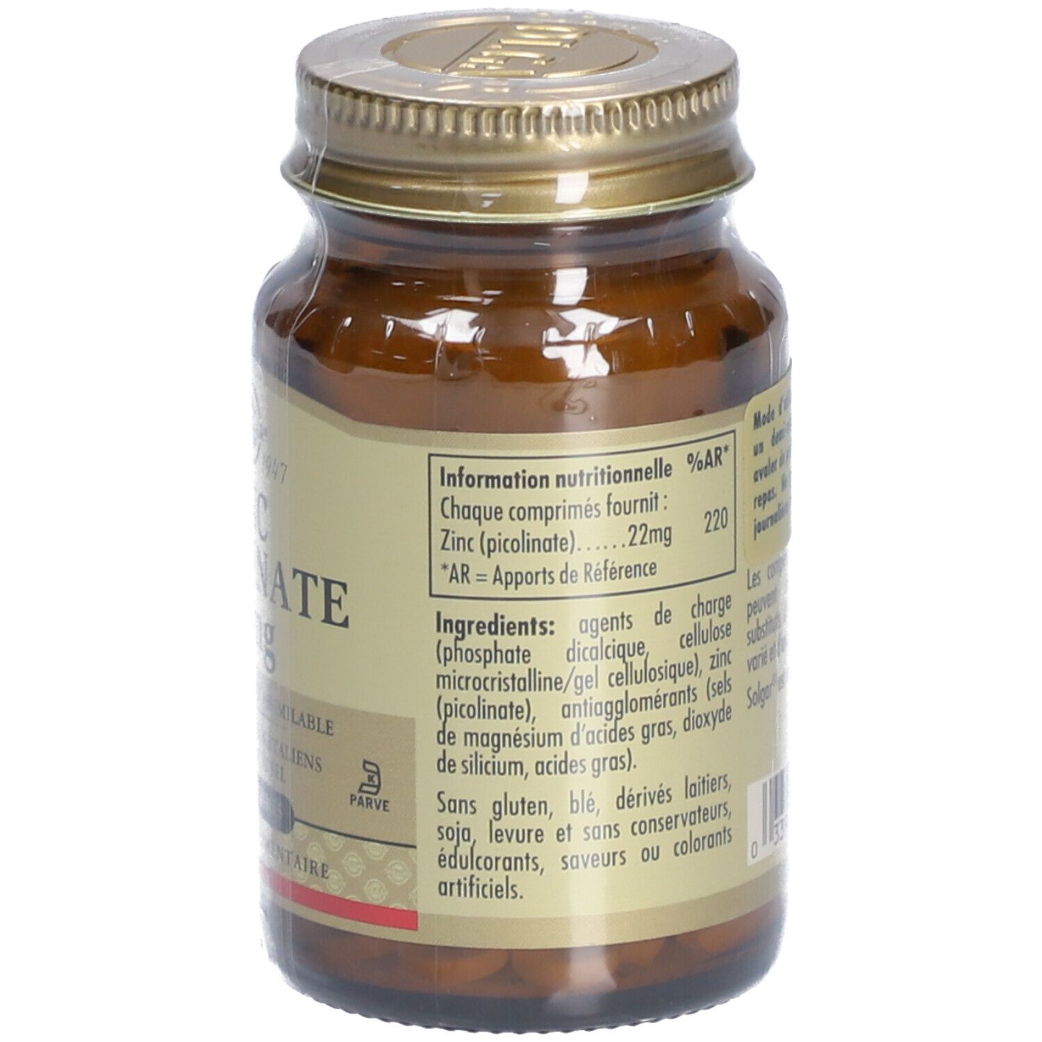 SOLGAR Zinc Picolinate 22mg - Défenses immunitaires 30 g - Redcare ...