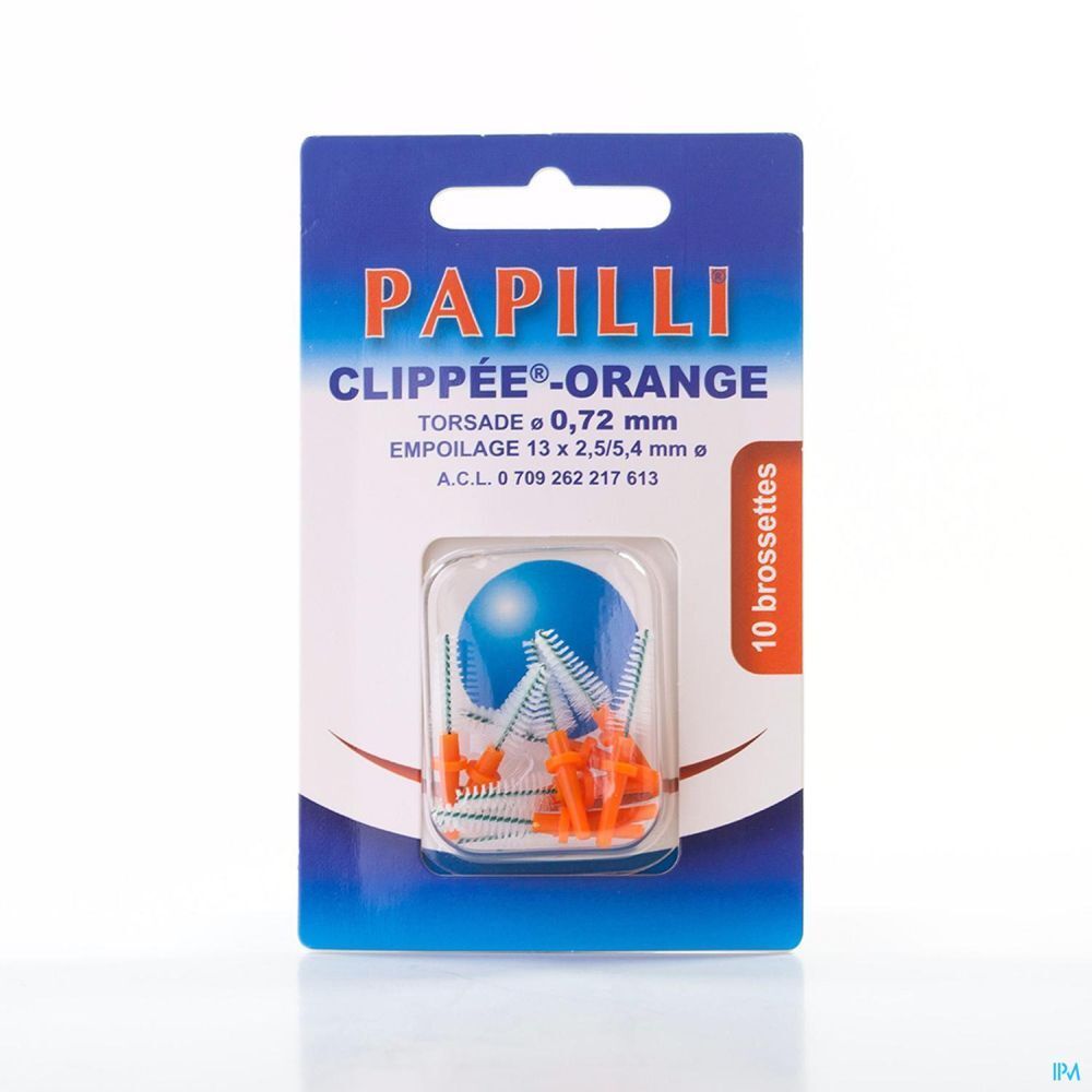 Papilli - Clippée, Brossette interdentaire pour manche Papilli Pic-Brush, orange, sachet 1