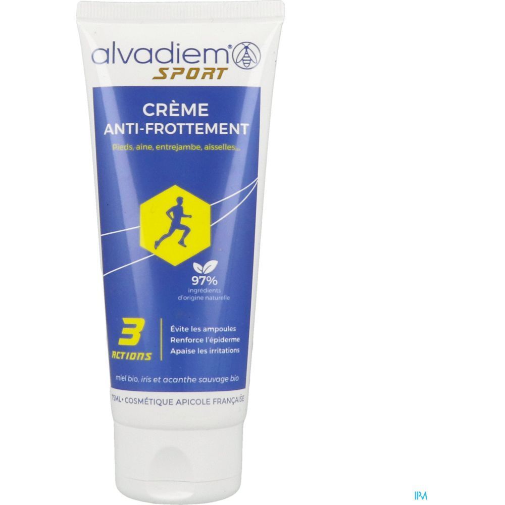 Alvadiem Sport Crème Antifrottement, Crème antifrottement, tube 75 ml