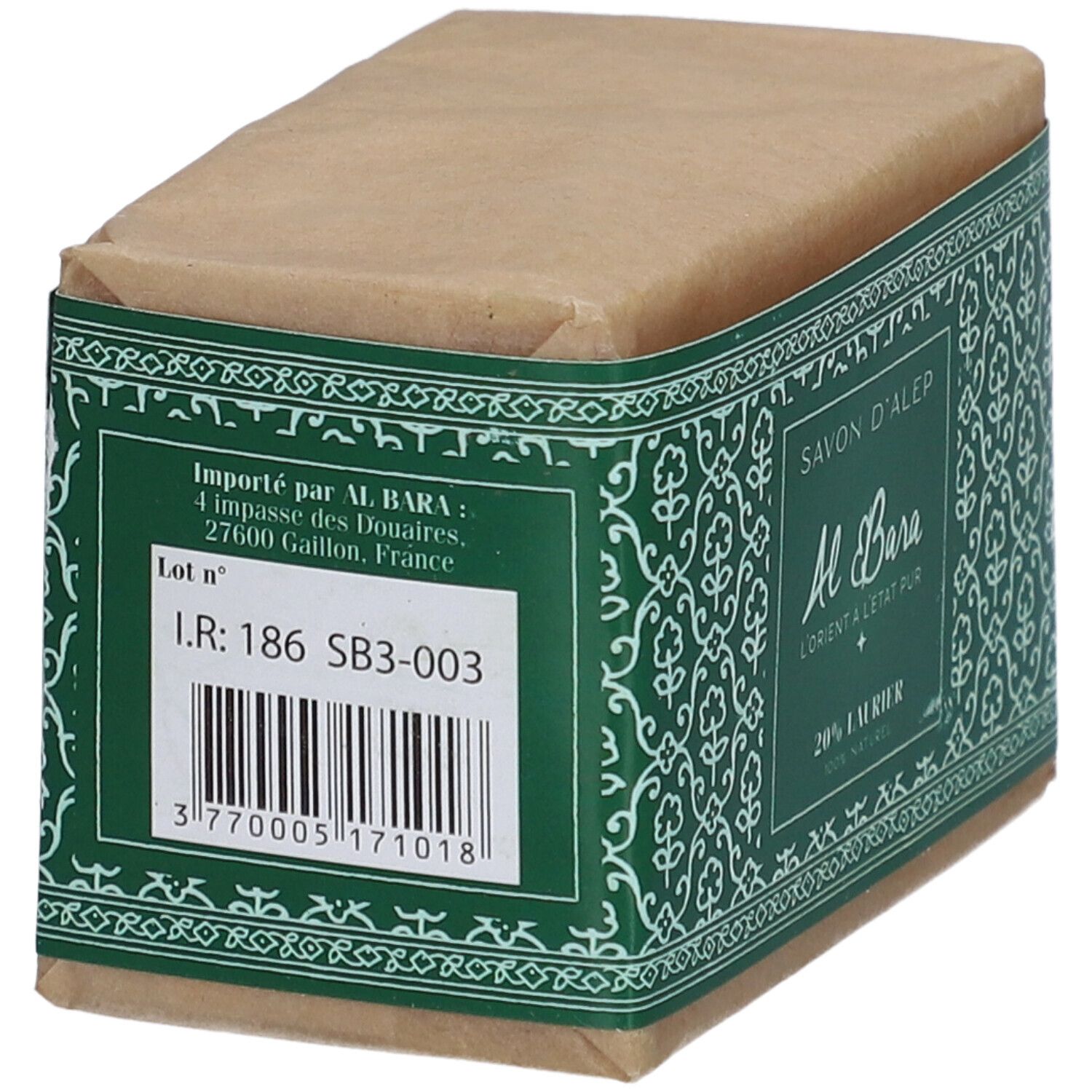 Al Bara Savon d'Alep véritable Olive et 20% Laurier